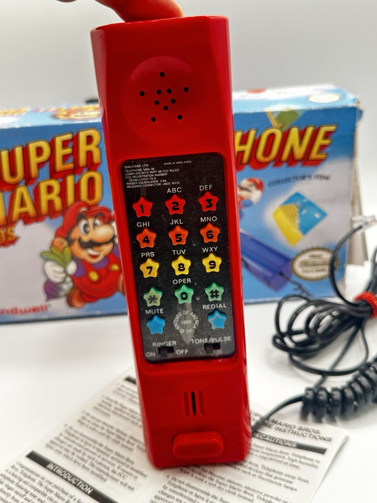 Super Mario Bros. Vintage 1990 Telephone Nintendo Blue Touch Working Condition