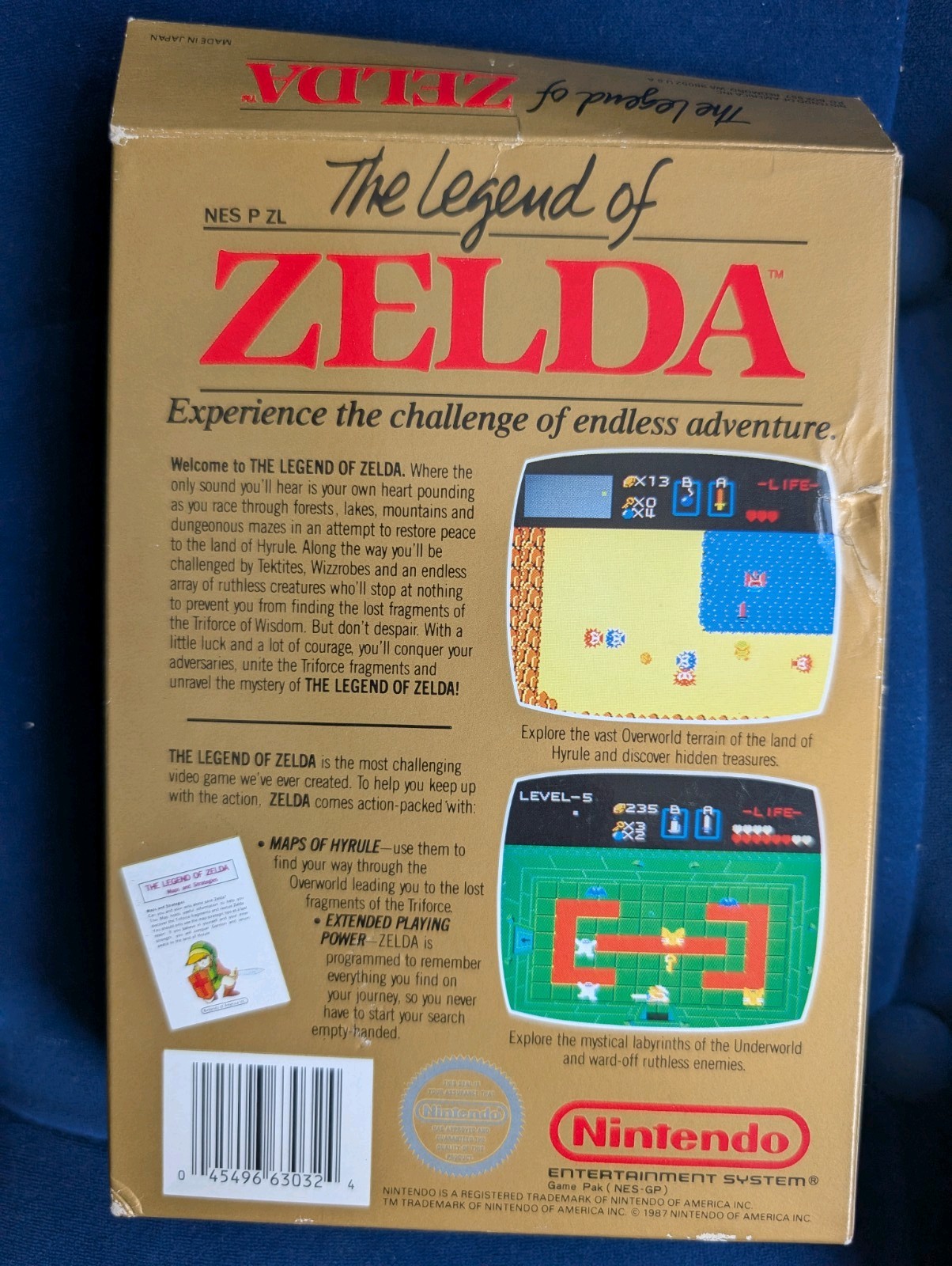 Legend of Zelda NES – Original Gold Cartridge + Box + Dust Sleeve
