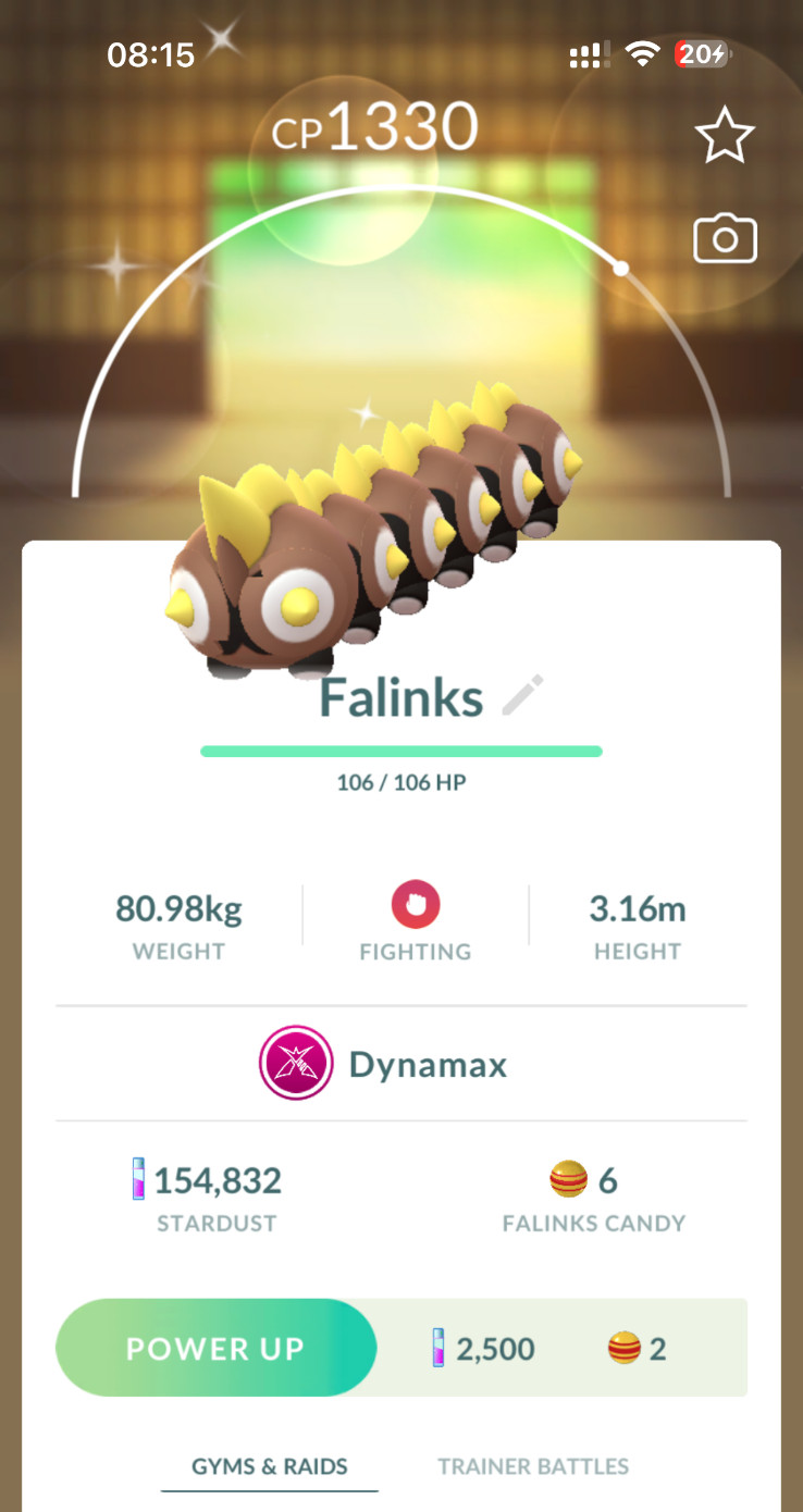 Shiny Dynamax Falinks – Trade 20kstardust – Registered shiny Falinks require