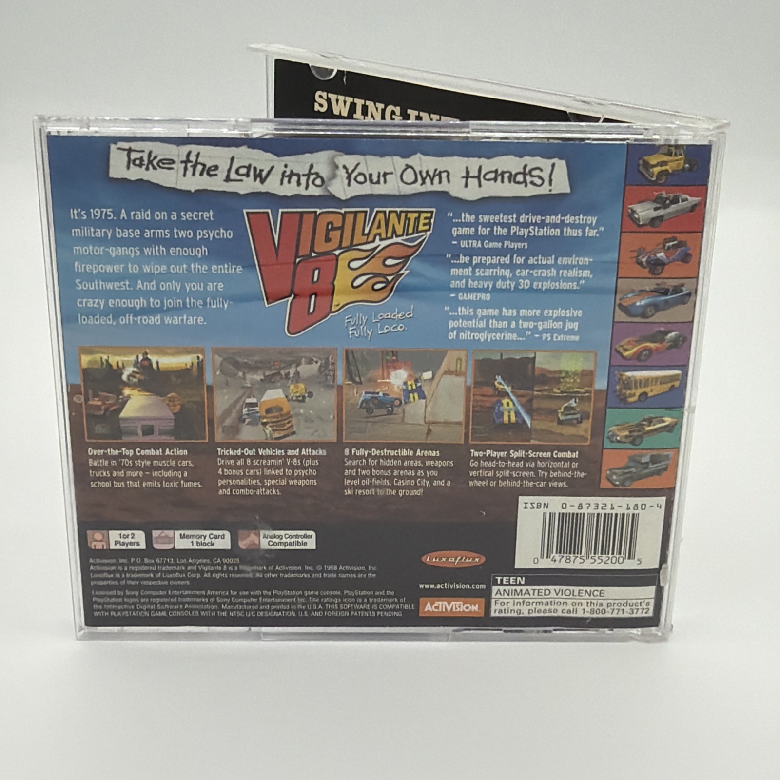 Vigilante 8 (Sony PlayStation 1, 1998) PS1 CIB Disc Resurfaced Tested