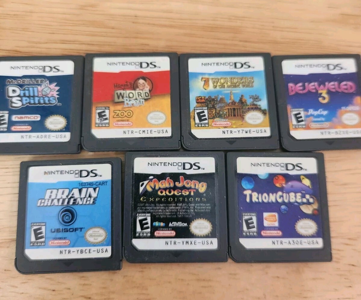 7 Nintendo DS Brain Training Games. Bejeweled 3, Brain Challenge, Trion Cube,etc