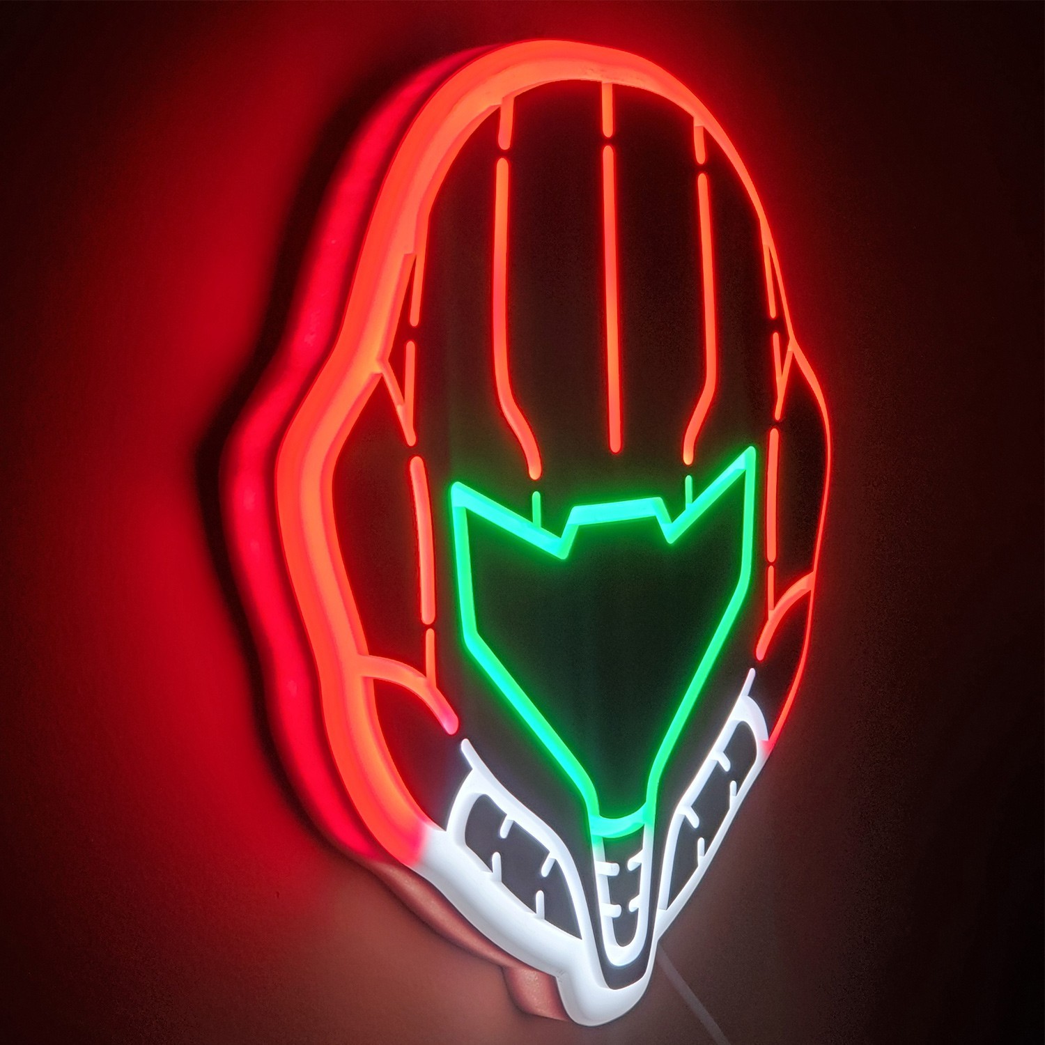 Metroid Samus Helmet plastic neon LED sign w/ dimmer switch + retro gaming gift