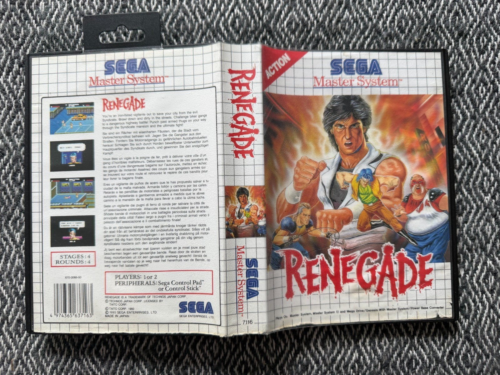 Master System Renegade Game PAL REGION FREE (Works on US Consoles)
