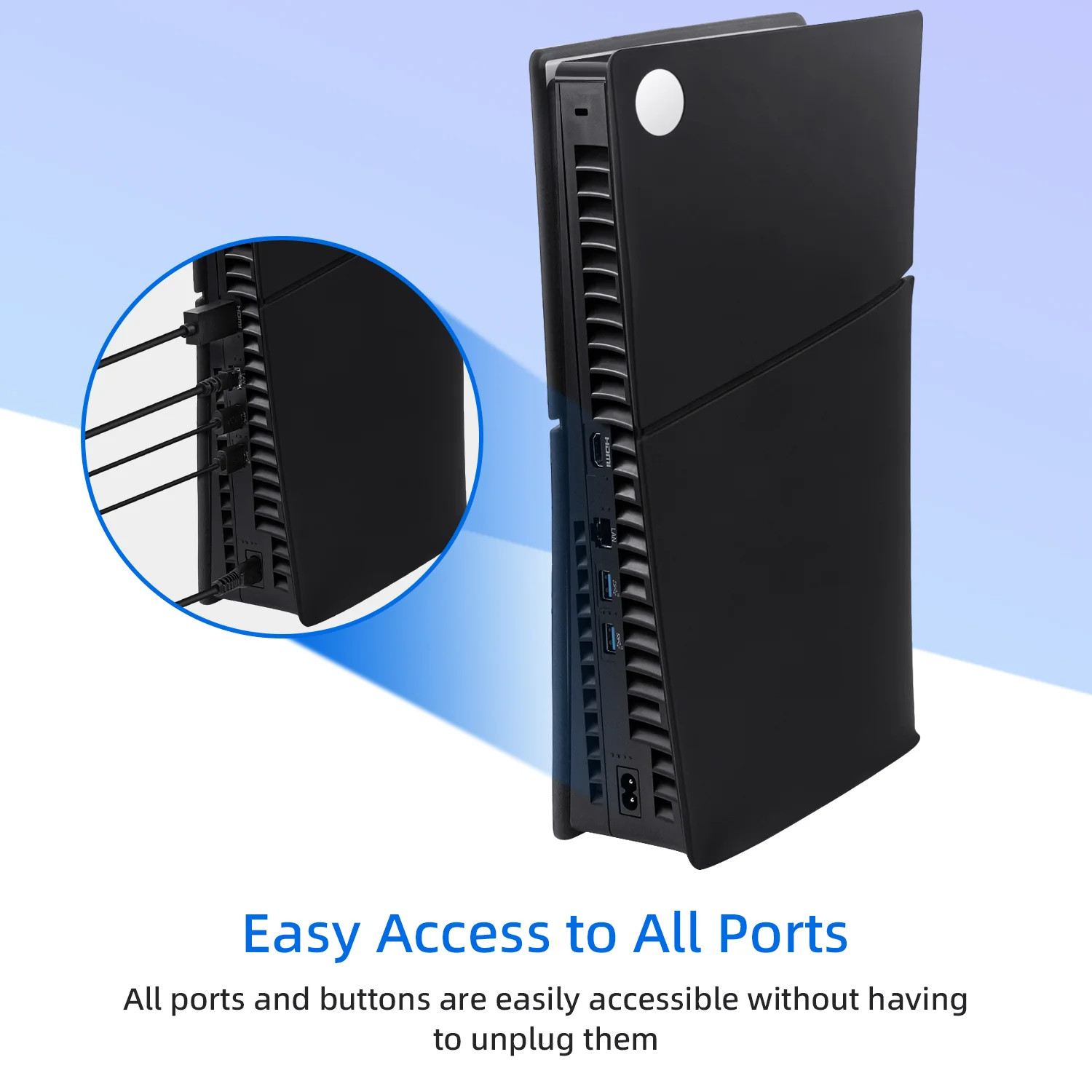 Dustproof Silicone Protective Case Cover for PS5 Slim Digital Edition-Black