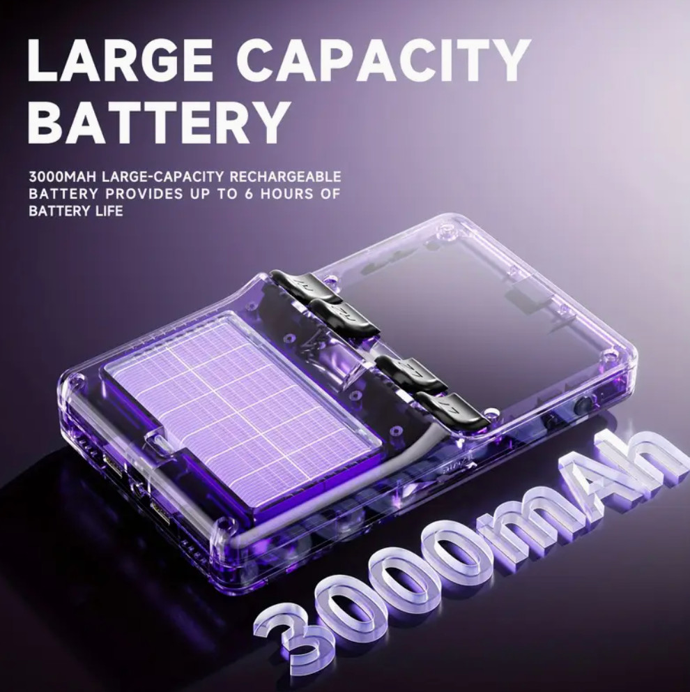 Retro Handheld Game Console – Purple, Color Screen, 3000mAh Battery