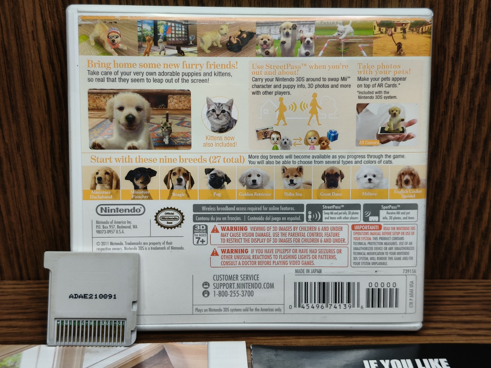 Nintendogs + Cats Golden Retriever & New Friends Nintendo 3DS CIB Auhentic Rare
