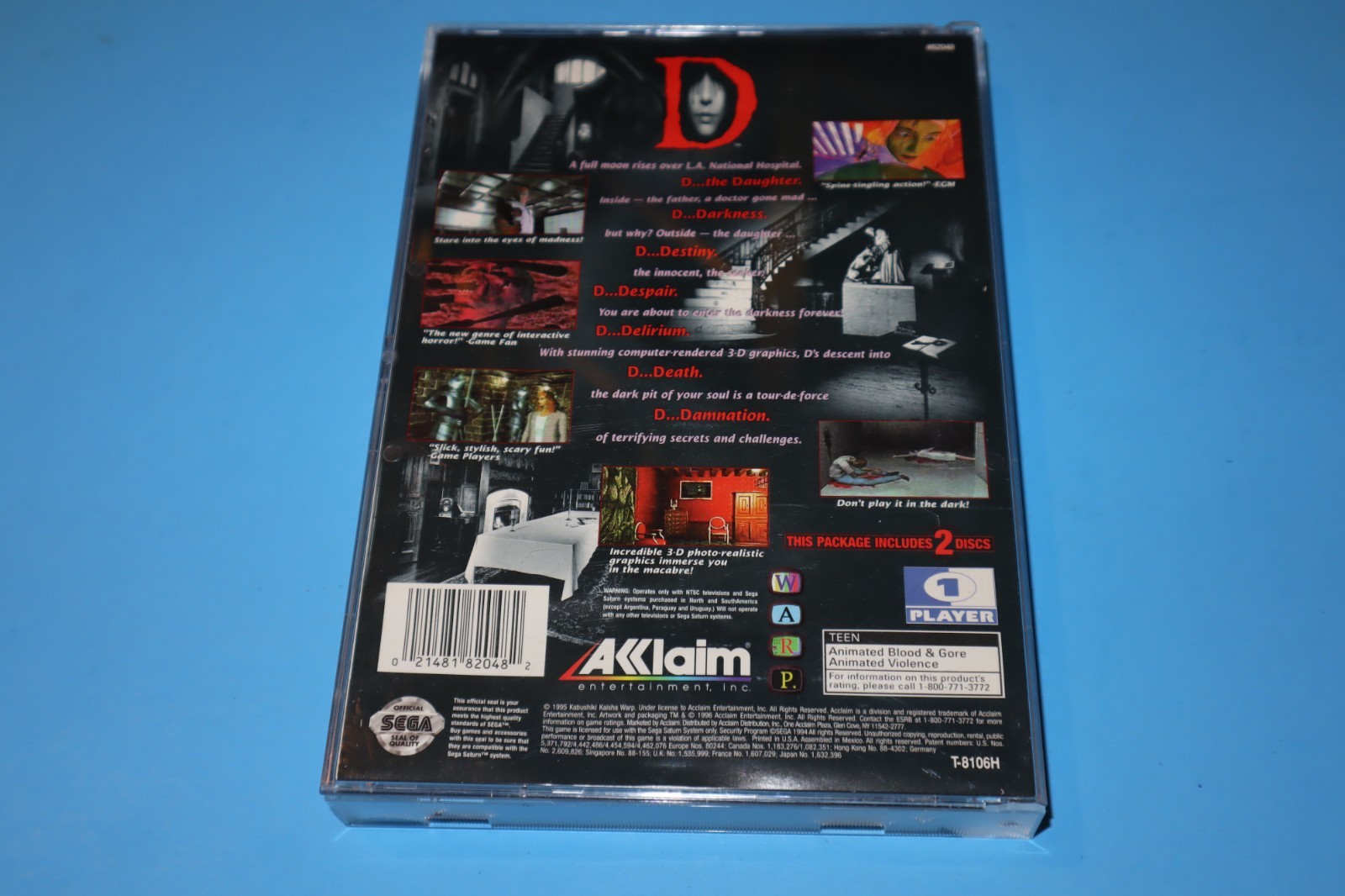 D FOR SEGA SATURN COMPLETE & TESTED WITH REGISTRATION CARD!
