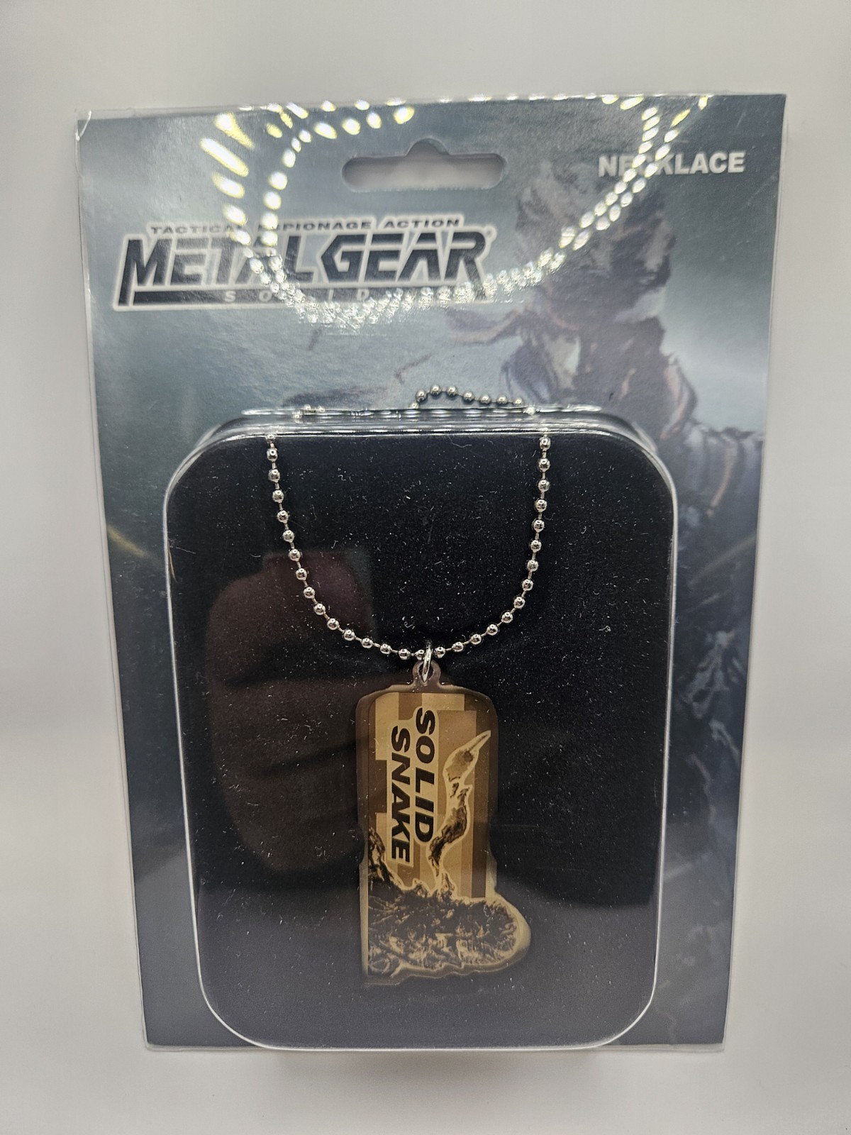 1998 Vintage Metal Gear Solid Necklace Dog Tag Solid Snake HTF