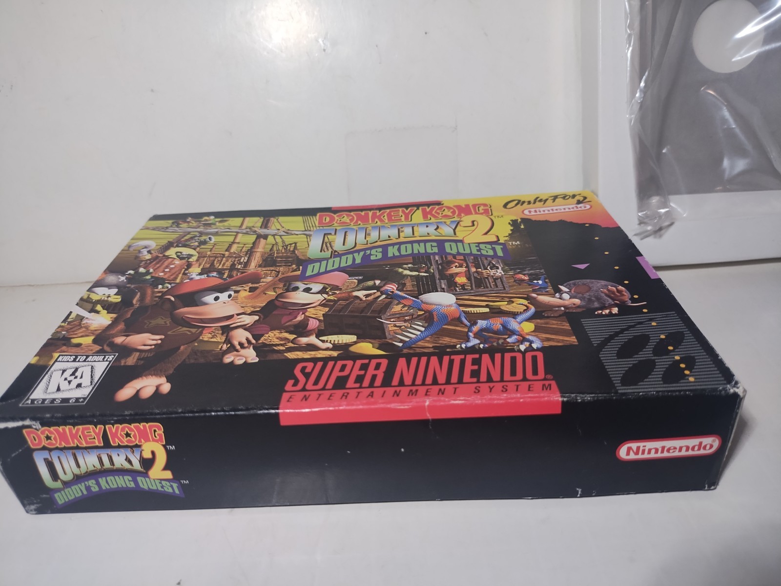 Empty Donkey Kong Country 2 Super Nintendo SNES Game Box, Tray & Bag