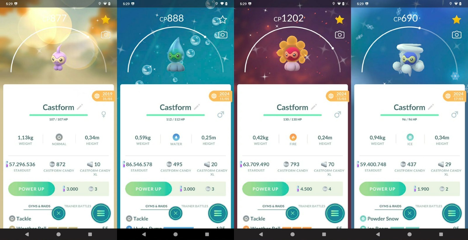 Shiny Castform Normal/ Sunny/ Rainy/ Snowy – 20k dust