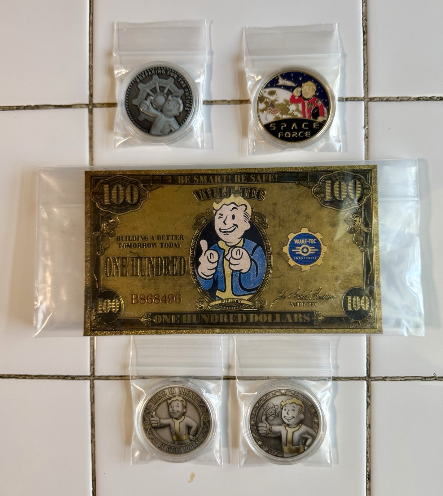 FALLOUT (Vault Boy) UNITED STATES SPACE FORCE & VAULT-TEC (Novelty Coins & Bill)
