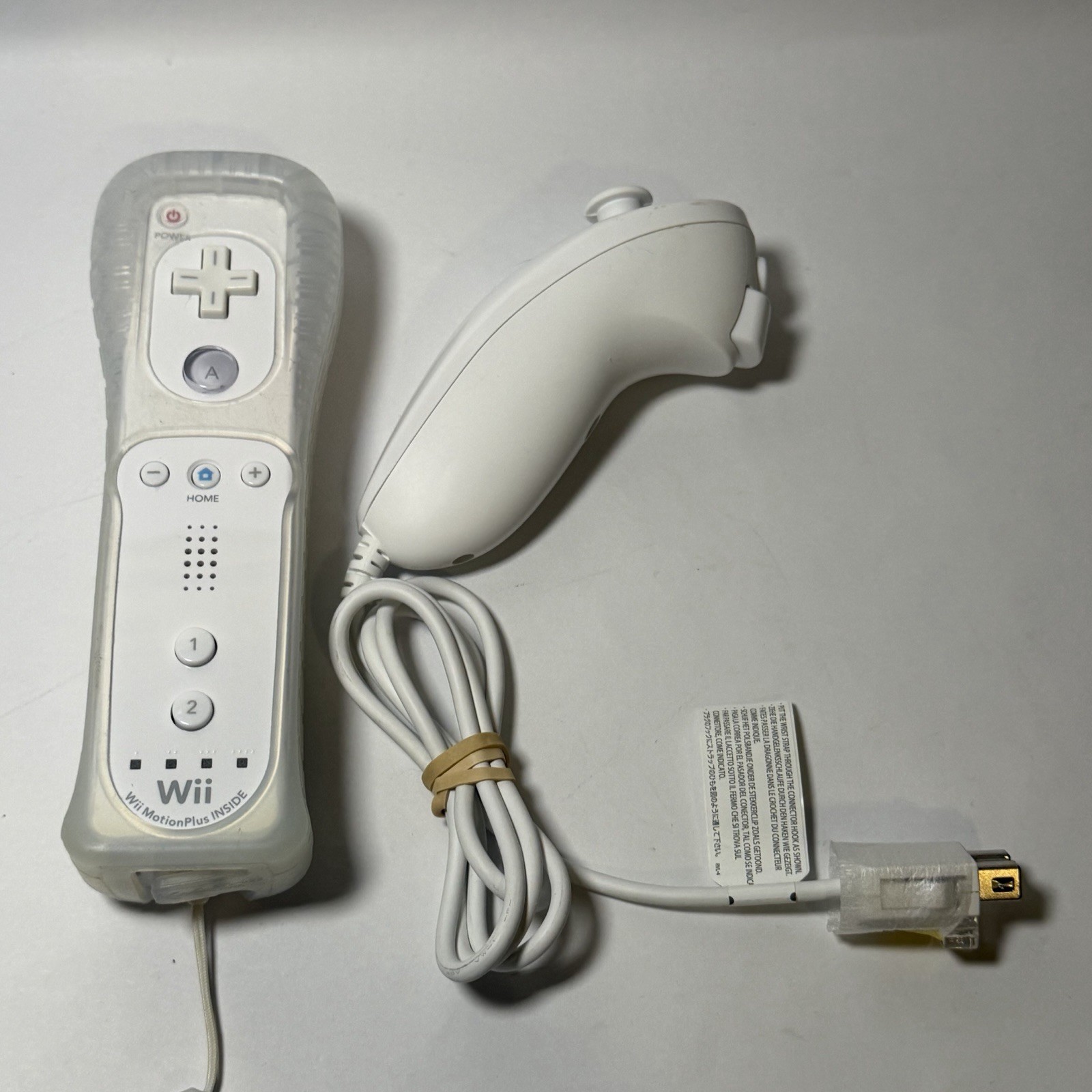 Nintendo Wii RVL-036 Motion Plus White Remote Controller Cover & Nunchuck Tested