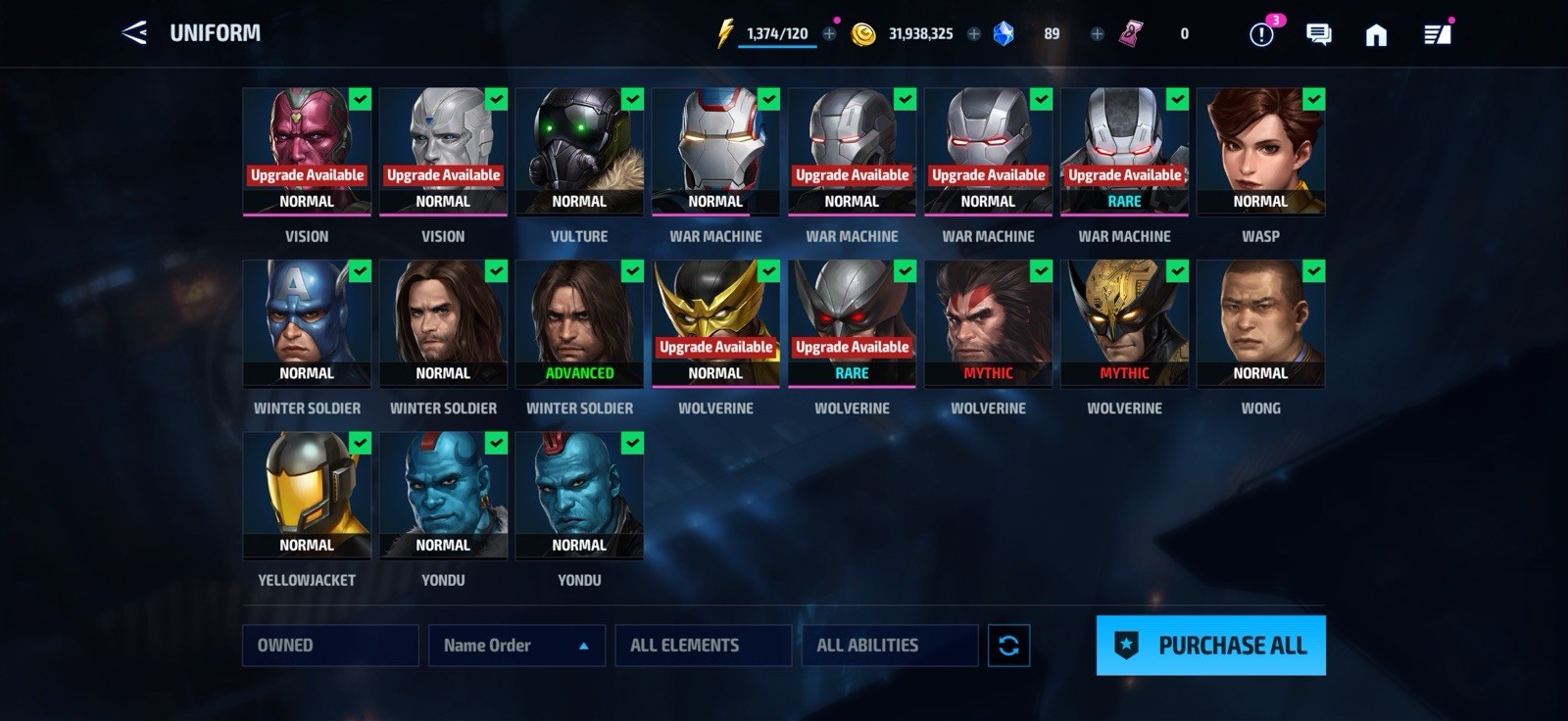 Stacked MARVEL Future Fight Account