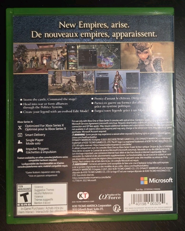Dynasty Warriors 9 Empires – Microsoft Xbox Series X / Xbox One Game – Free Ship
