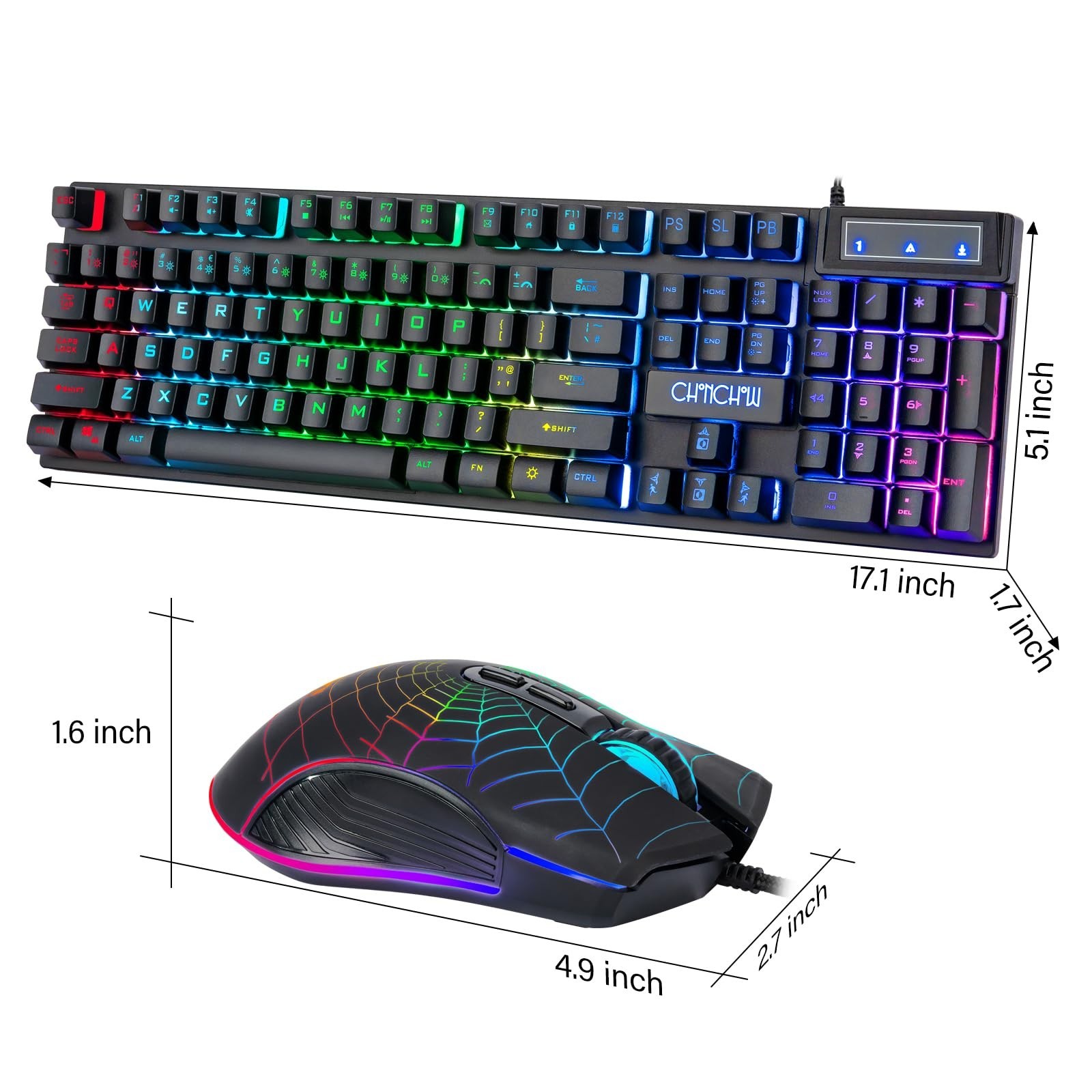 CHONCHOW Gaming Keyboard and Mouse for Mac PC PS5 PS4 Xbox One Gamers, RGB Ba…