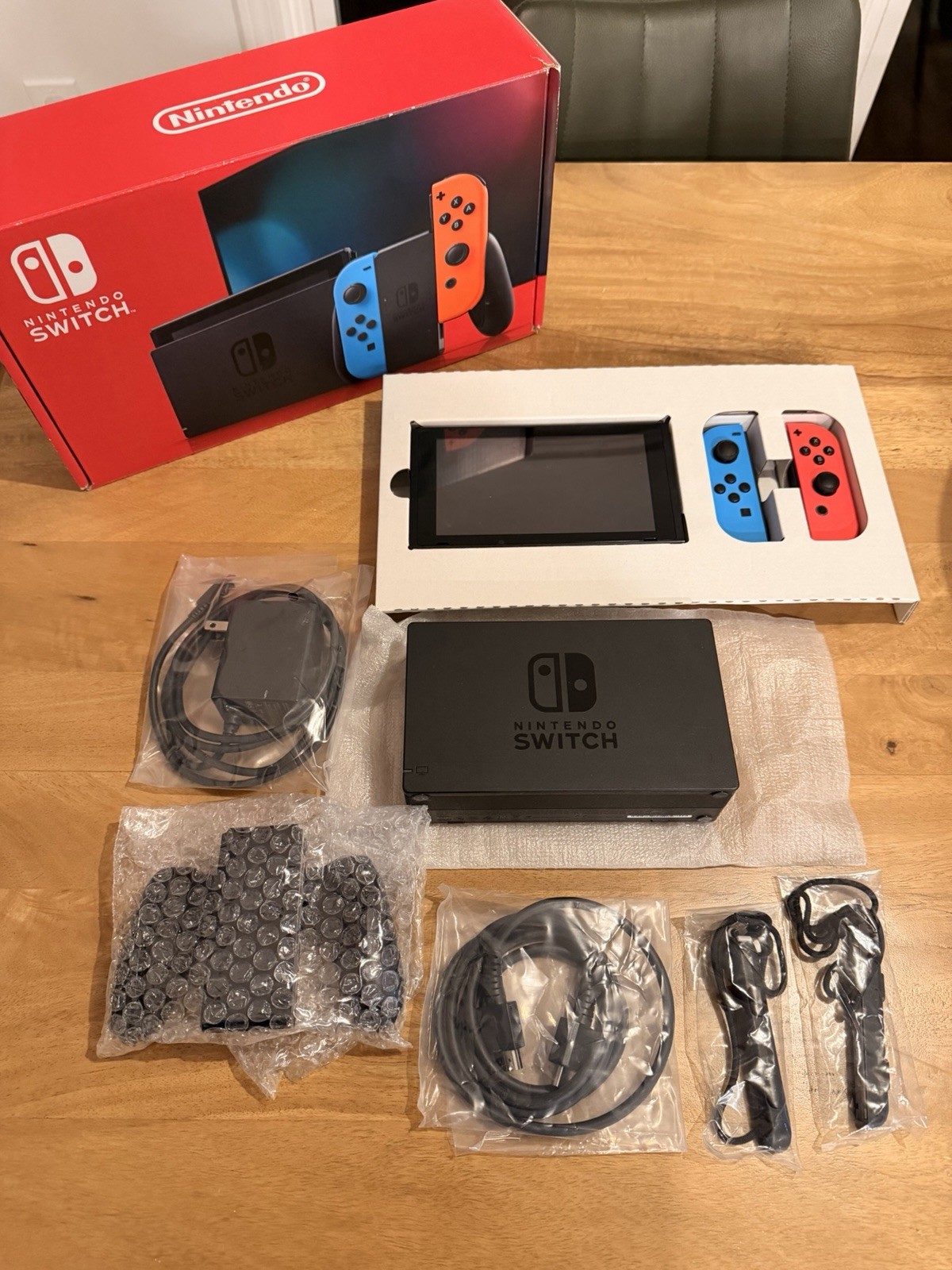 Nintendo Switch HAC-001 Console Dock Neon Blue/Red Joy-Con Box PLUS 2 games