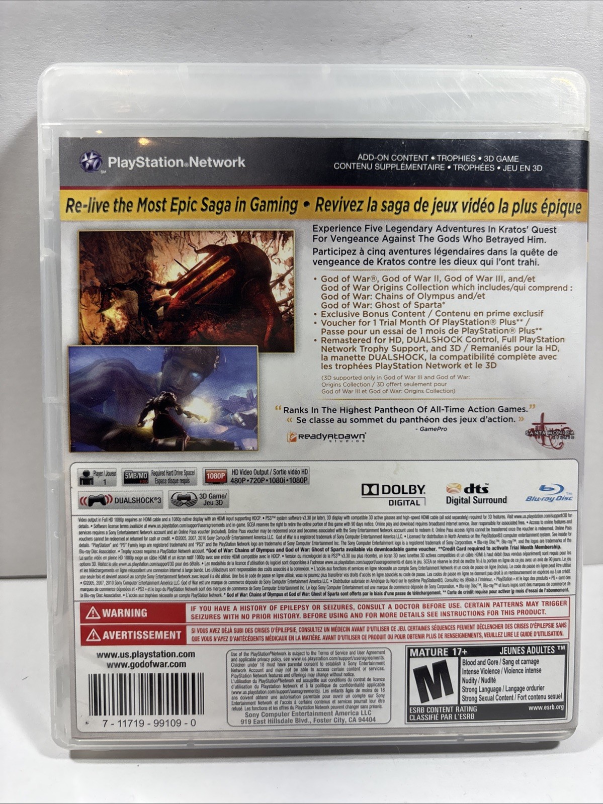 God of War Saga (Sony PlayStation 3 PS3 2012) No Valid Code Included Good Tested