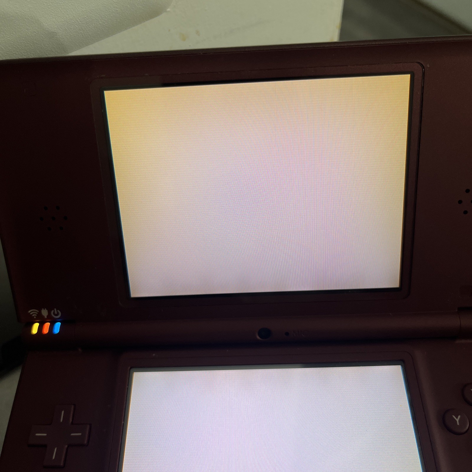 Nintendo DSi XL DS Burgundy Wine Red UTL-001 , Charger Little Discolored