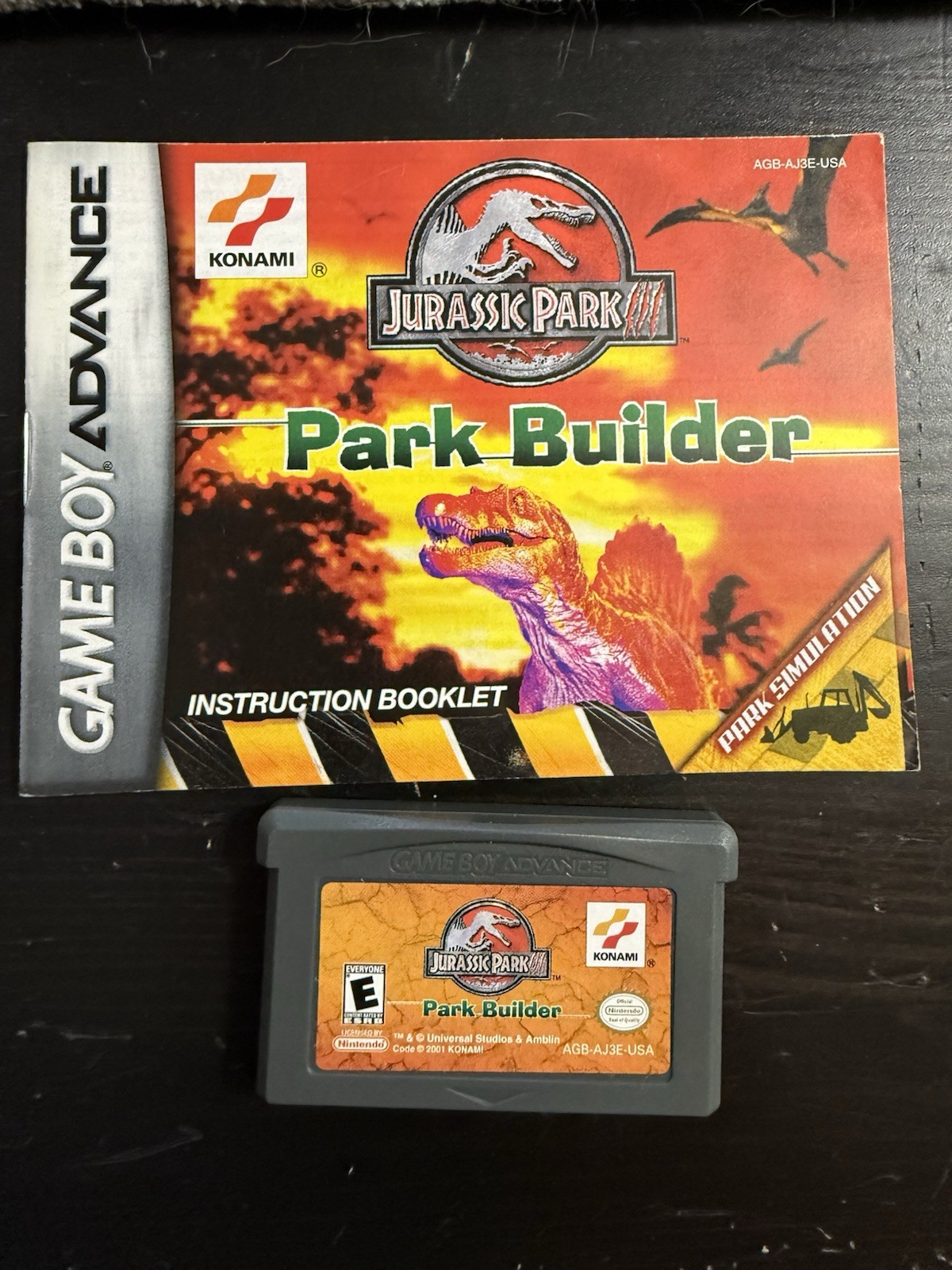 Jurassic Park Park Builder Nintendo Game Boy Advance GBA Cart And Manual Tested