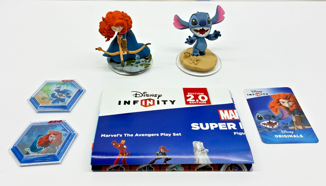 Disney Infinity Figures 2.0 Stitch/Merida *POWER DISCS/POSTER & FREE SHIPPING*
