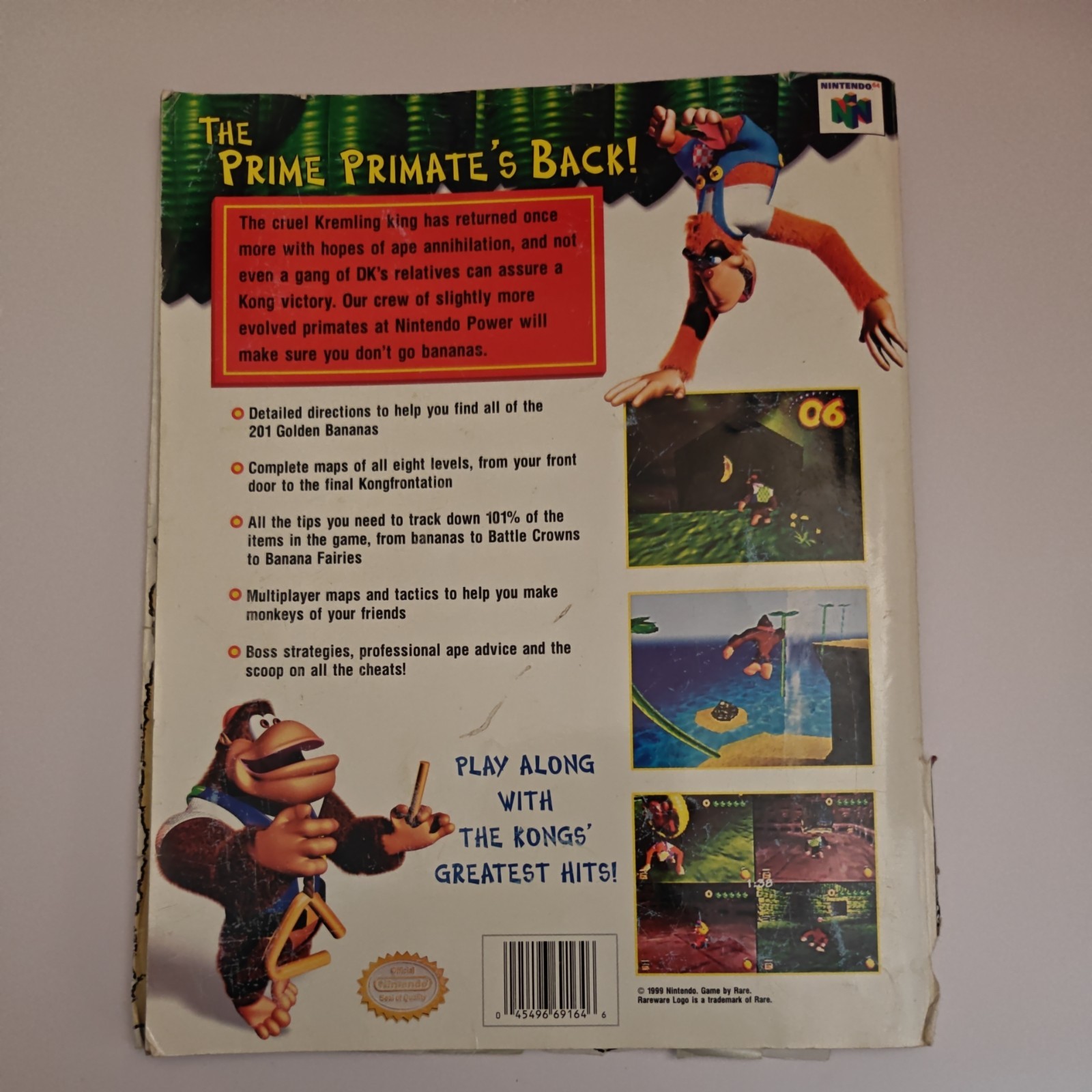 Donkey Kong 64 Nintendo Power Official Player’s Guide N64 w/ Foldout Insert 1999