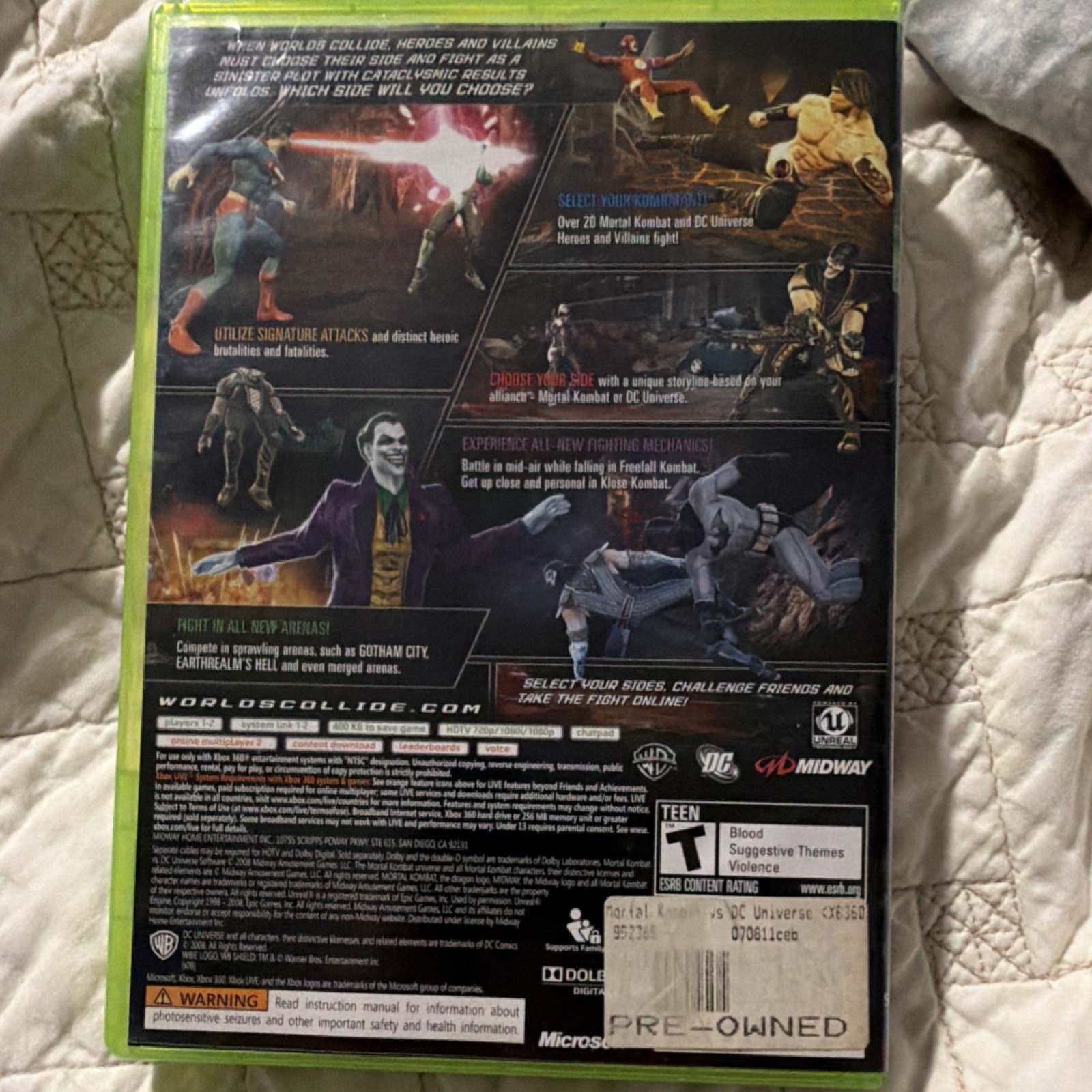 Mortal Kombat vs. DC Universe Xbox 360 Multiplayer Manual Online Playability