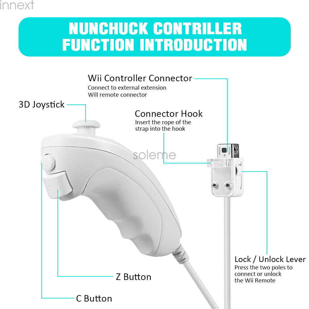 2 in 1 Motion Plus Remote Controller + Nunchuck Set for Wii & Wii U Video Game