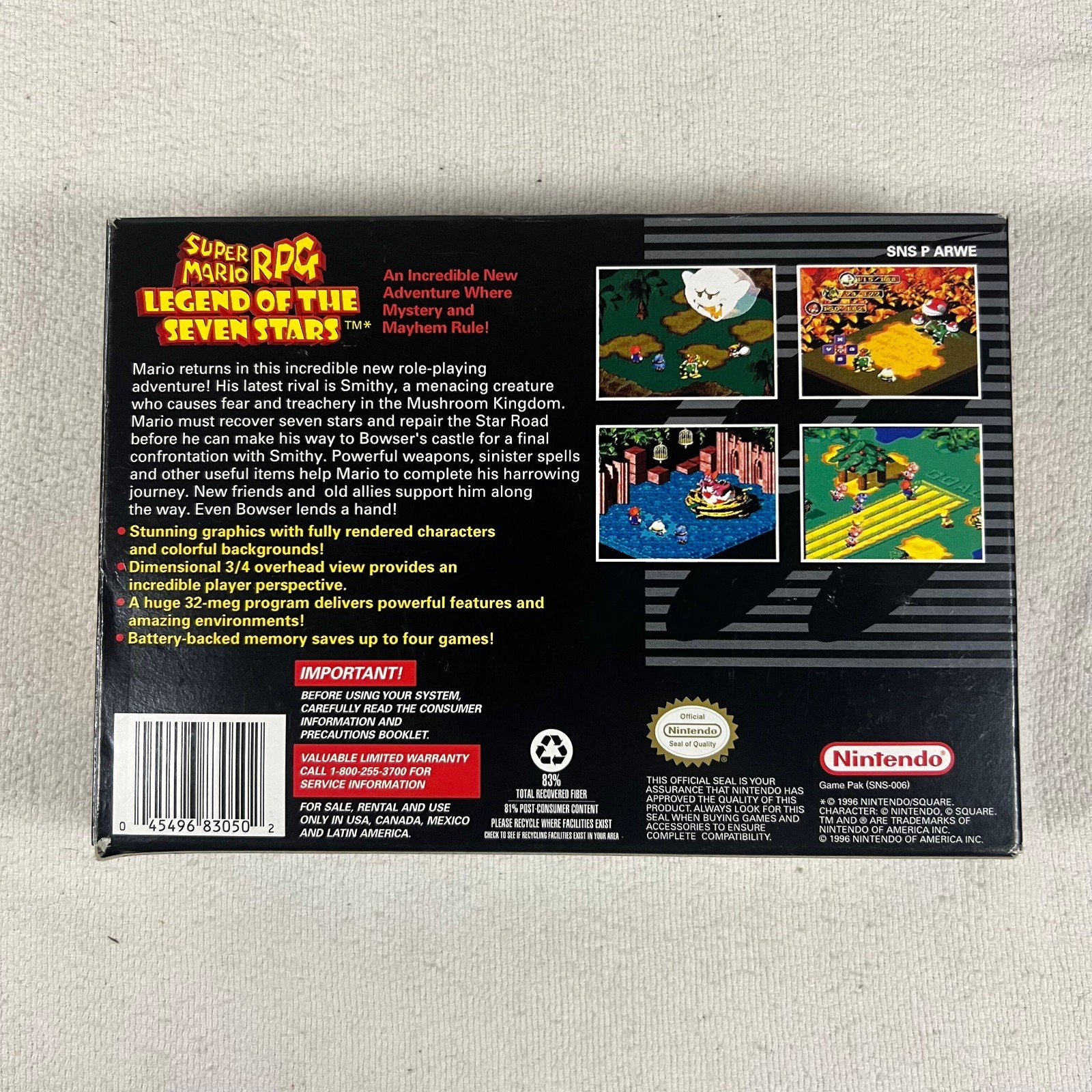 Super Mario RPG: Legend of the Seven Stars Nintendo SNES 1996 CIB Complete