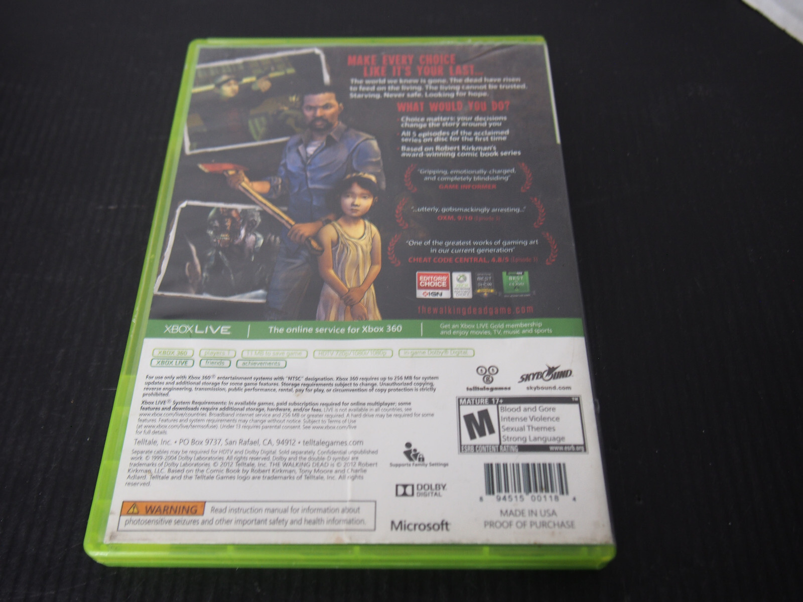 Xbox 360 : The Walking Dead VideoGames