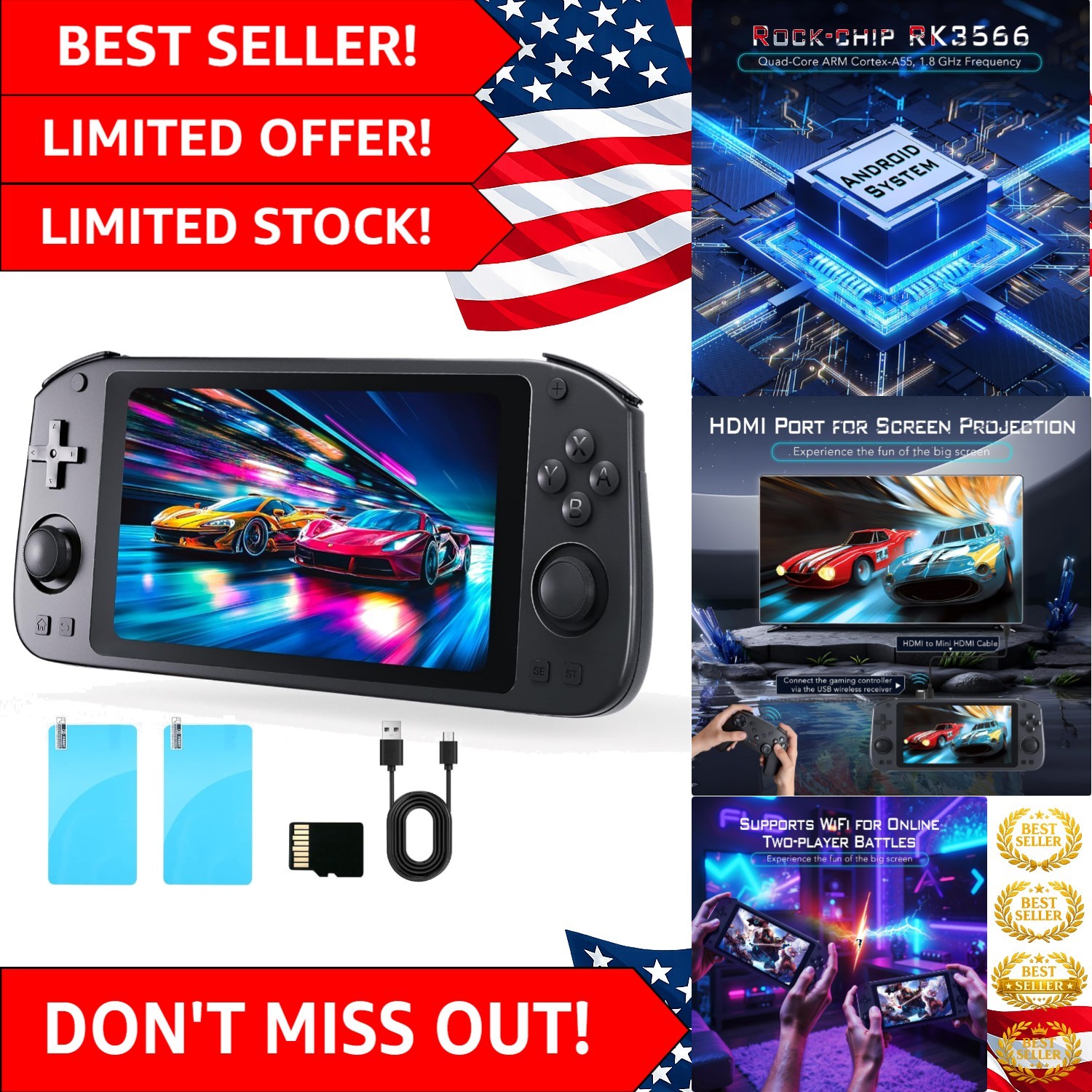 Android Gaming Console – 4000mAh Battery, 64GB Memory, HDMI & WiFi Connectivity