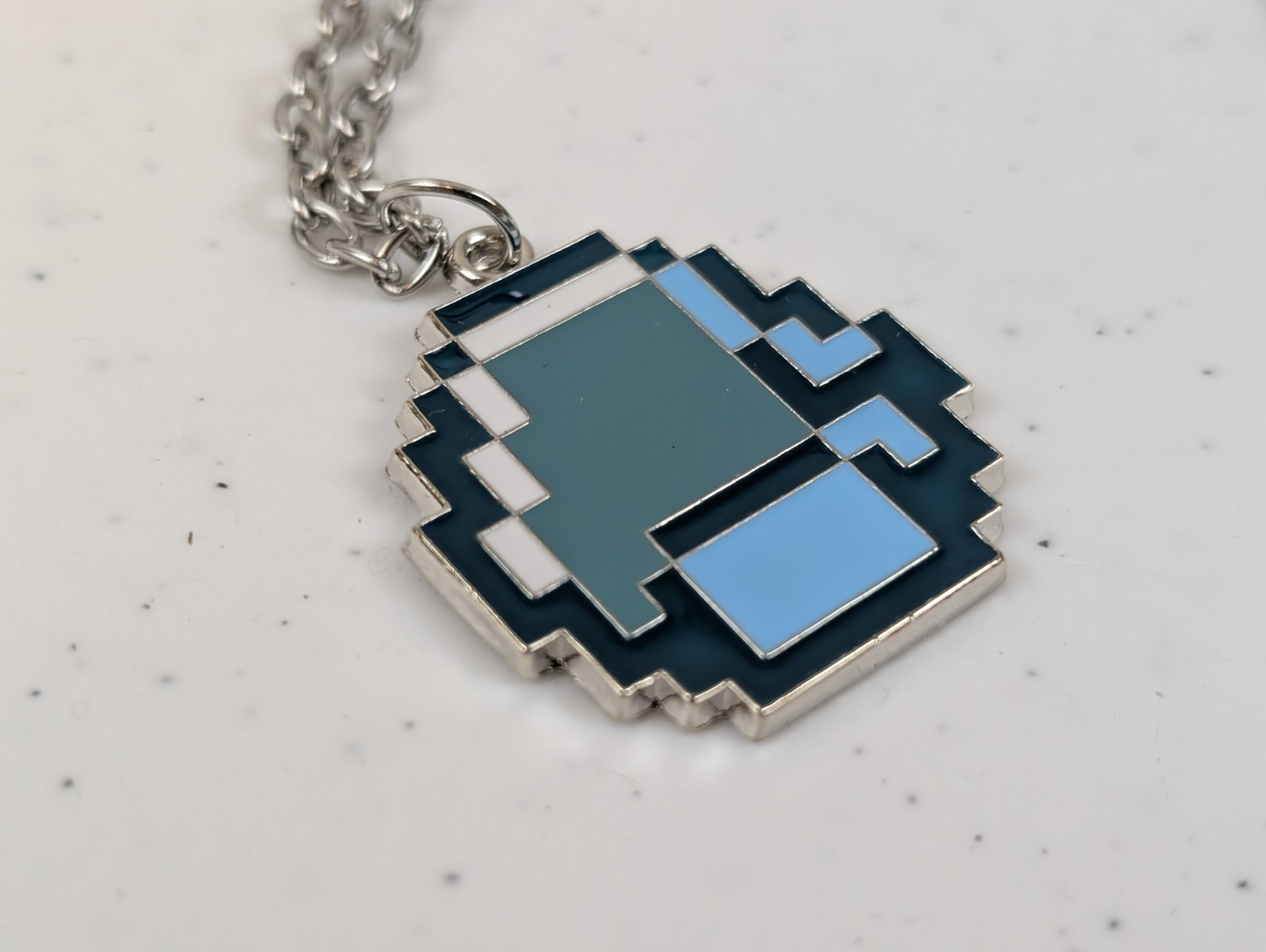 Minecraft Style Diamond Necklace Pixel Pendant Gamer Nerd Jewelry Gift 22″