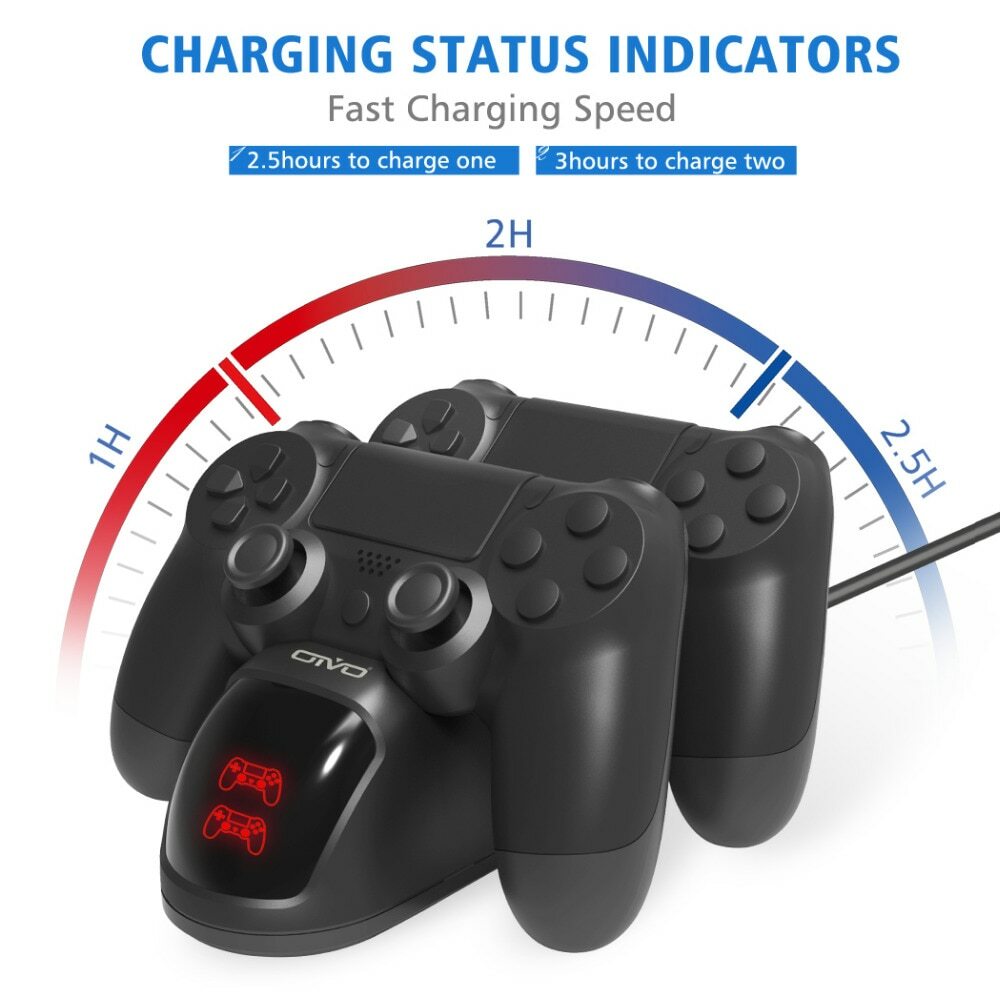 Controller For PS4 Charging Dual Charger Stand with Status Display Screen