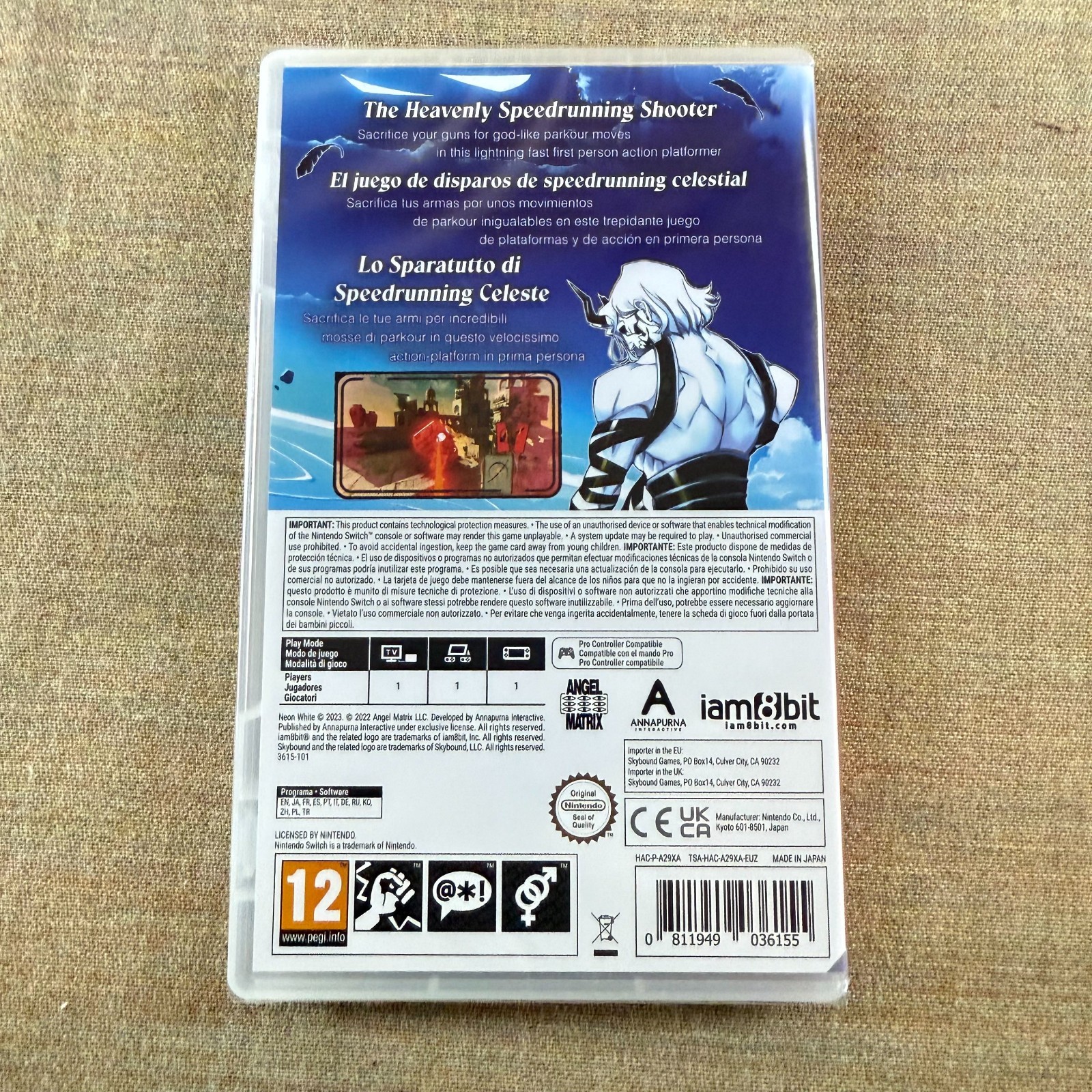 Neon White (Nintendo Switch, PAL) — Region-Free FPS Speedrun Card Action Sealed