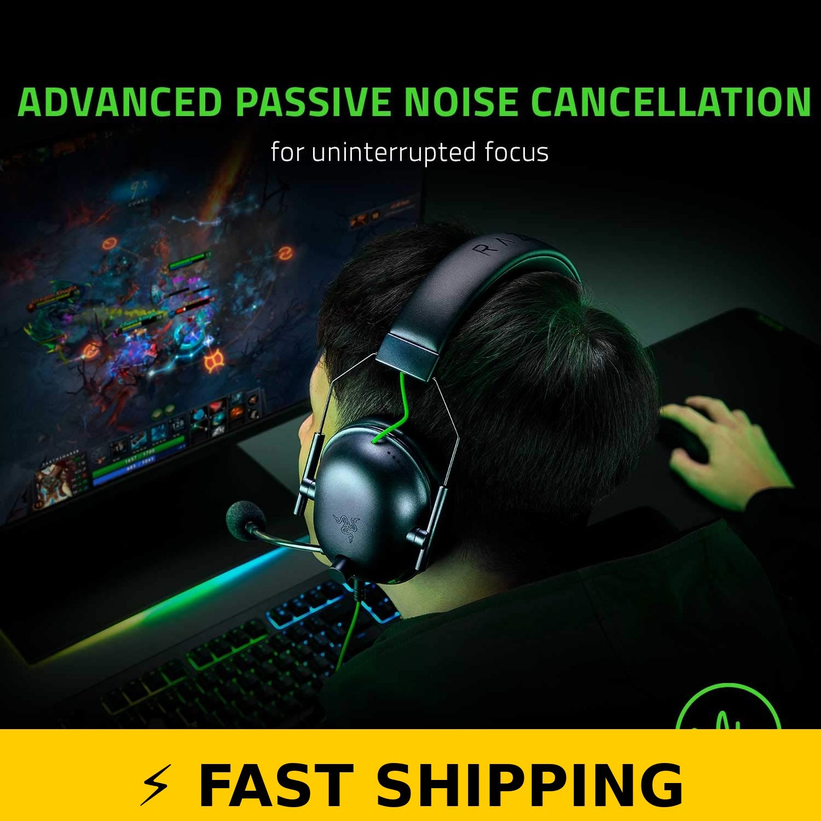 Razer BlackShark V2 X Gaming Headset – 7.1 Surround Sound – Black