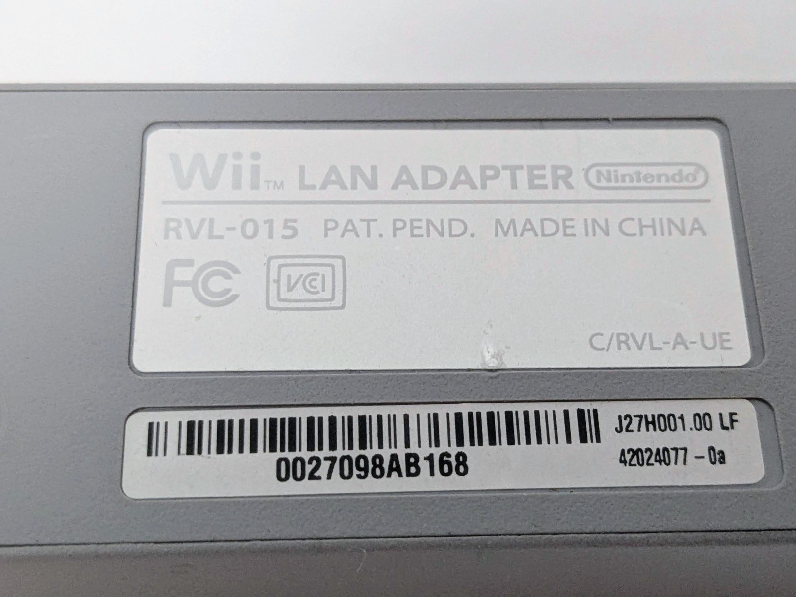 Official Nintendo Wii ” LAN Adapter ” RVL-015 Tested Wiii U Switch Region Free