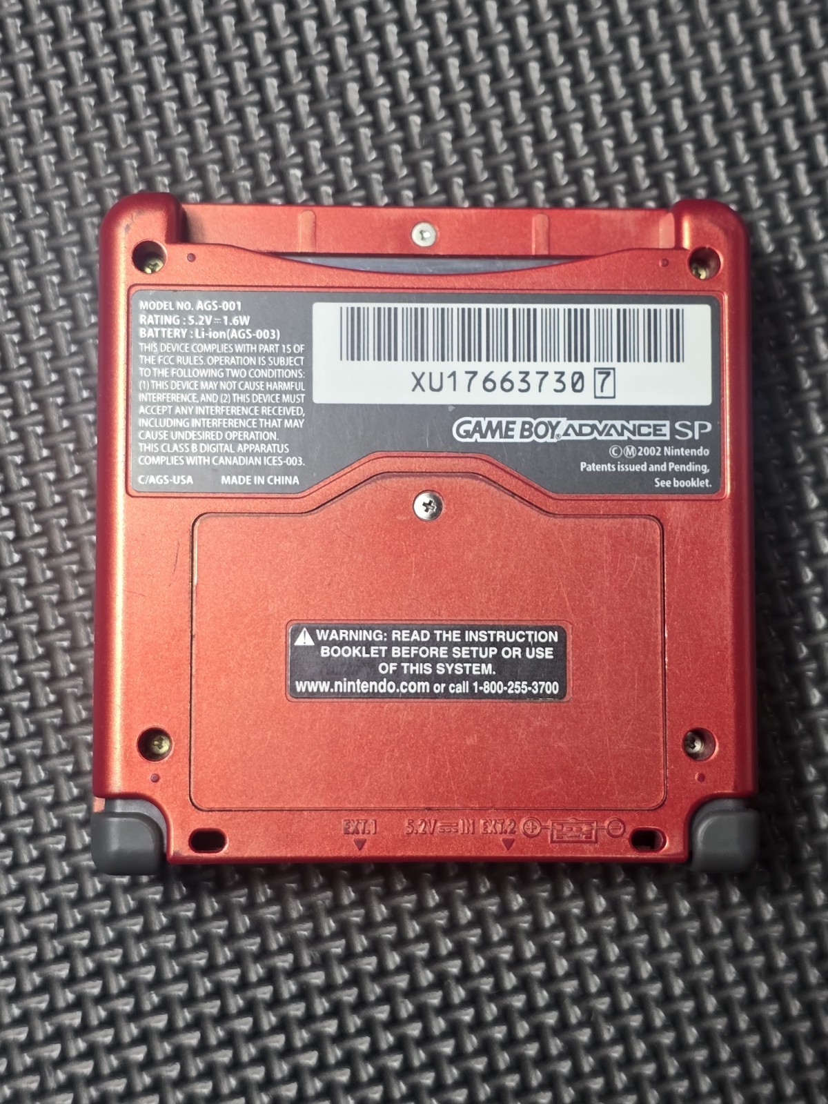 Nintendo Game Boy Advance SP AGS-001 Flame Red Console Tested Working READ DESC