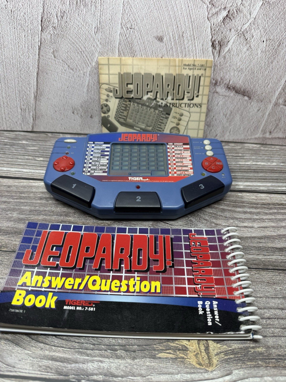 1995 Talking Jeopardy Tiger Electronics Video Game Handheld with Instructions