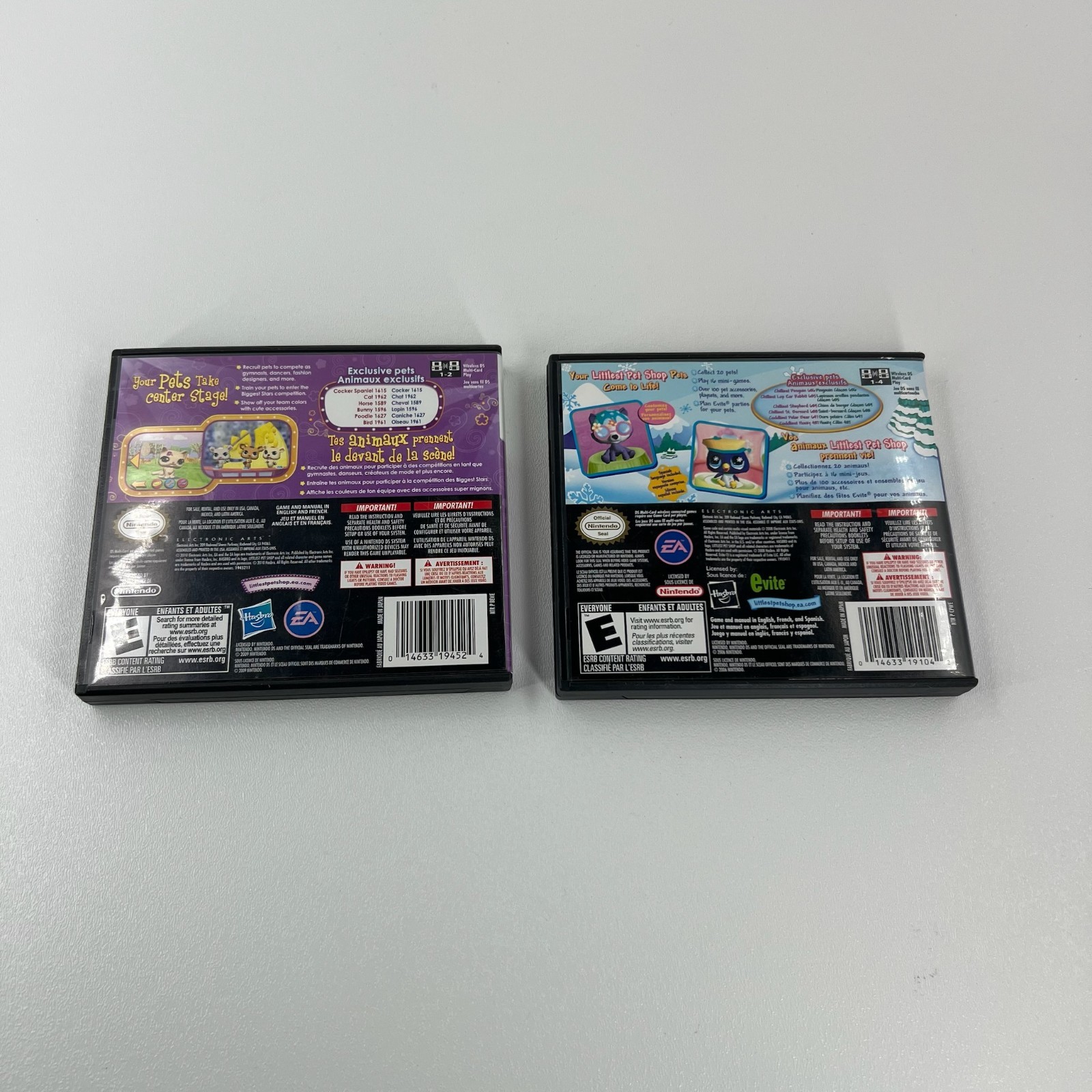 Littlest Pet Shop Nintendo DS Cases Manuals Bundle Winter Biggest Stars Purple