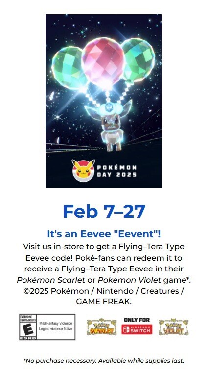 FLYING EEVEE ⭐️ 2025 POKEMON DAY EVENT ⭐️ UNTOUCHED ✨ Pokemon Scarlet And Violet