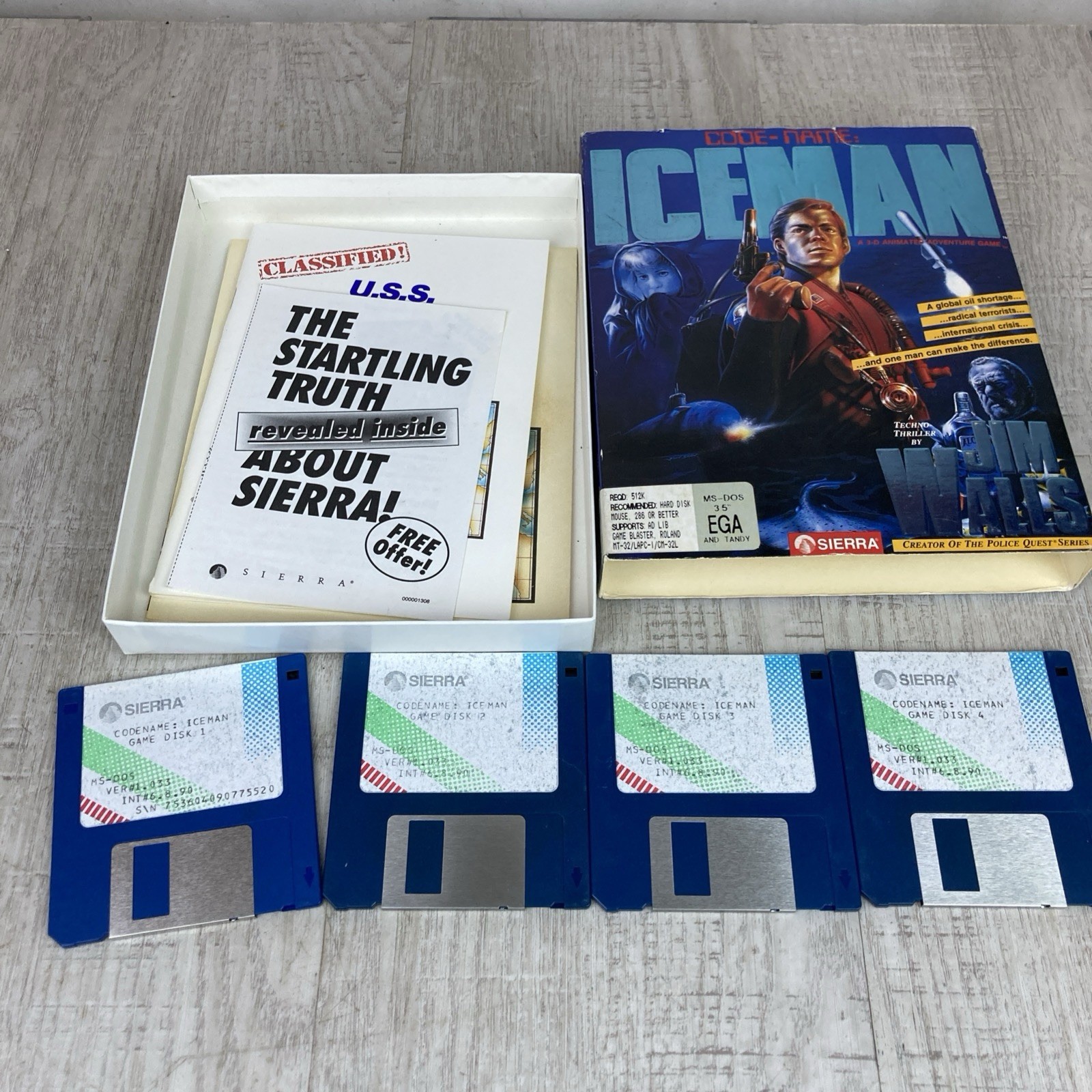 Code Name Iceman Sierra Commodore Amiga Big Box Game Complete CIB Jim Walls