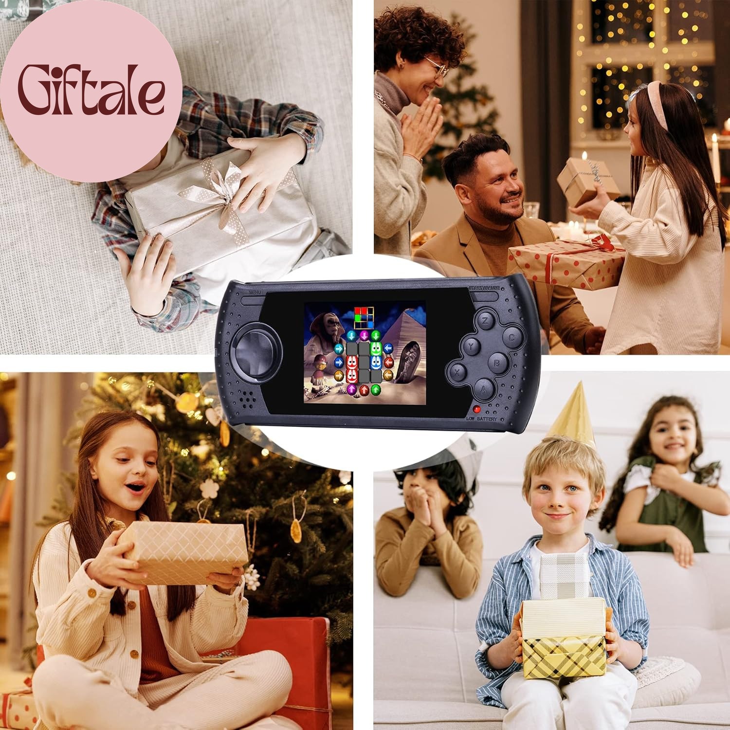 16 Bit Handheld Game for Kids Built-In 230 HD Classic Retro Video Games USB Rech
