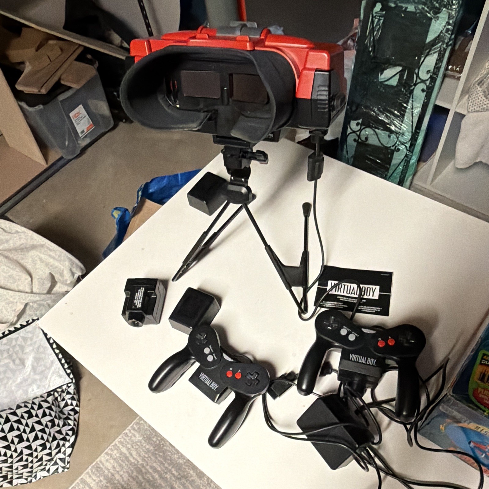 Tested -Nintendo Virtual Boy Console w/ Box, Stand/Headset, Controllers & Cables