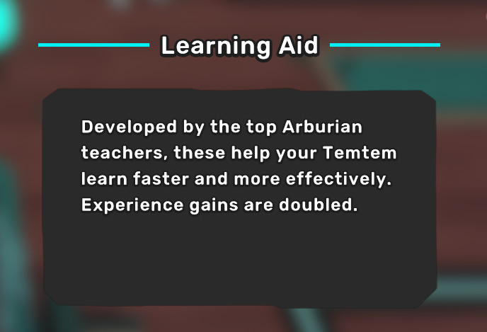 TemTem Learning Aid Consumable Item – 2x Experience Boost for 30 Min!