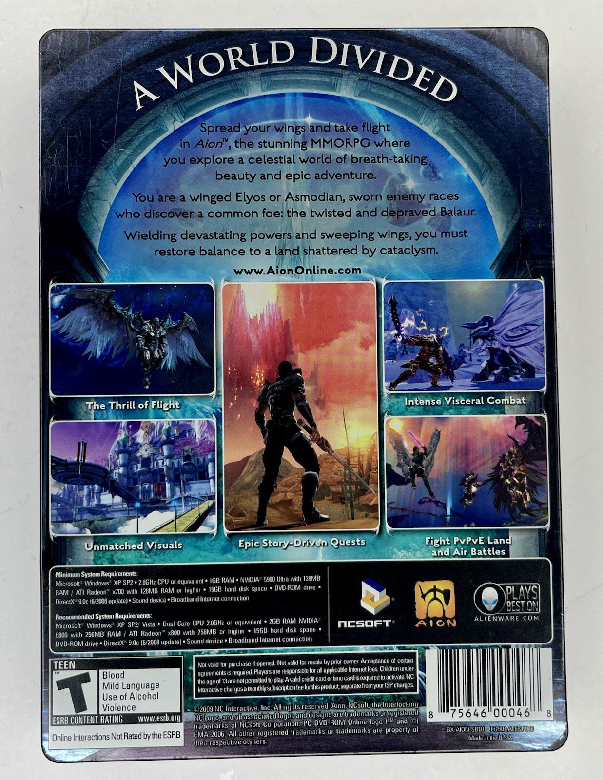 Aion (PC DVD-Rom, 2009, 2-Discs) Steelbook Edition Complete with Game manual CIB
