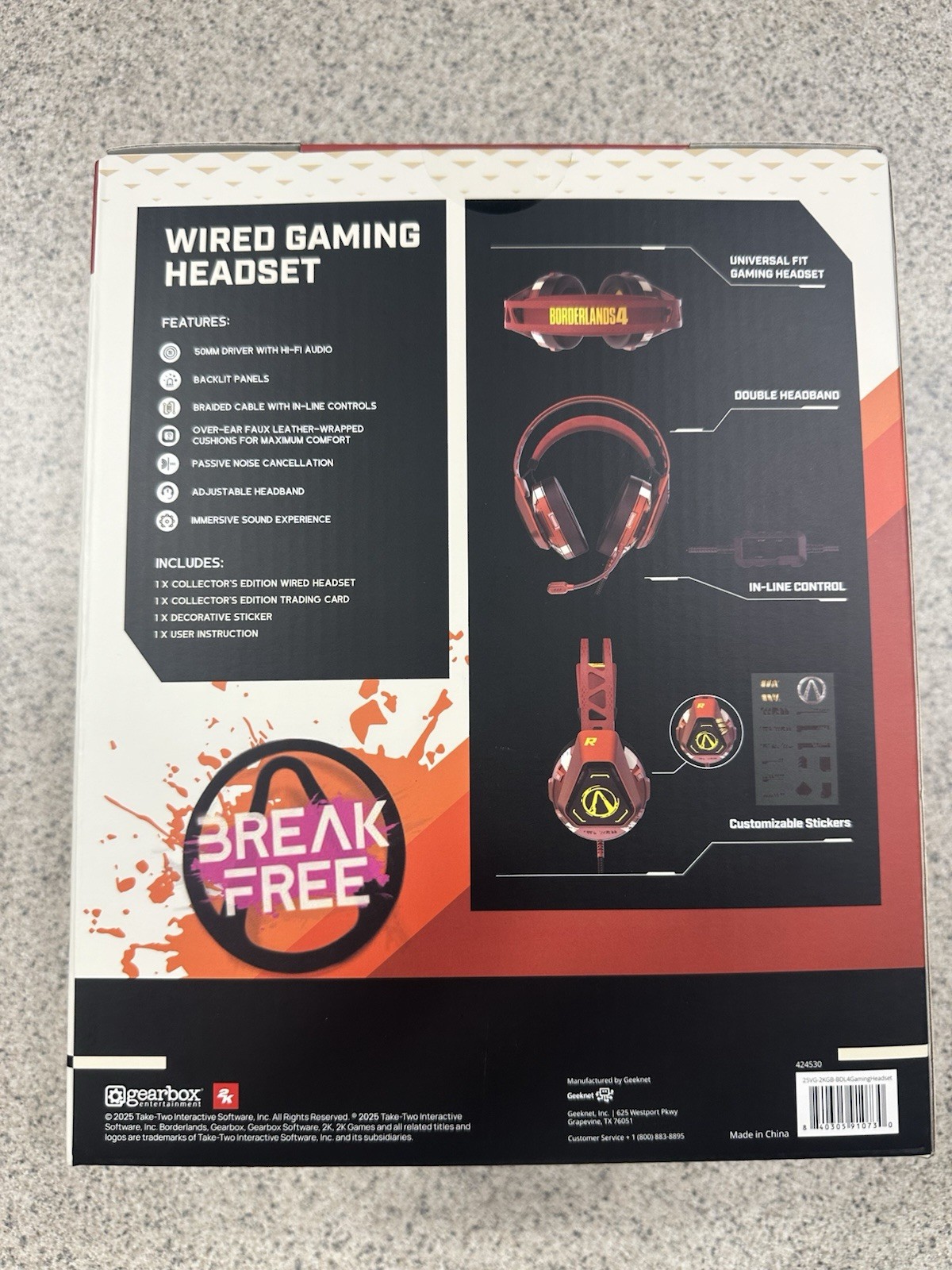 Borderlands Four 4 Wired Gaming Headset Deluxe Collector’s Edition