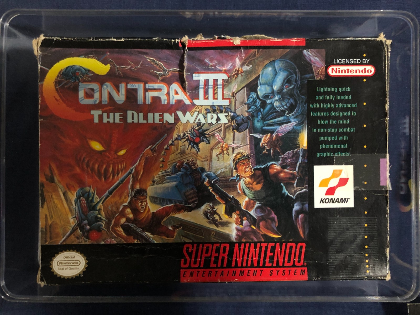 Contra 3 III: The Alien Wars (SNES) (Majesco) CIB Very Damaged Box, Untested