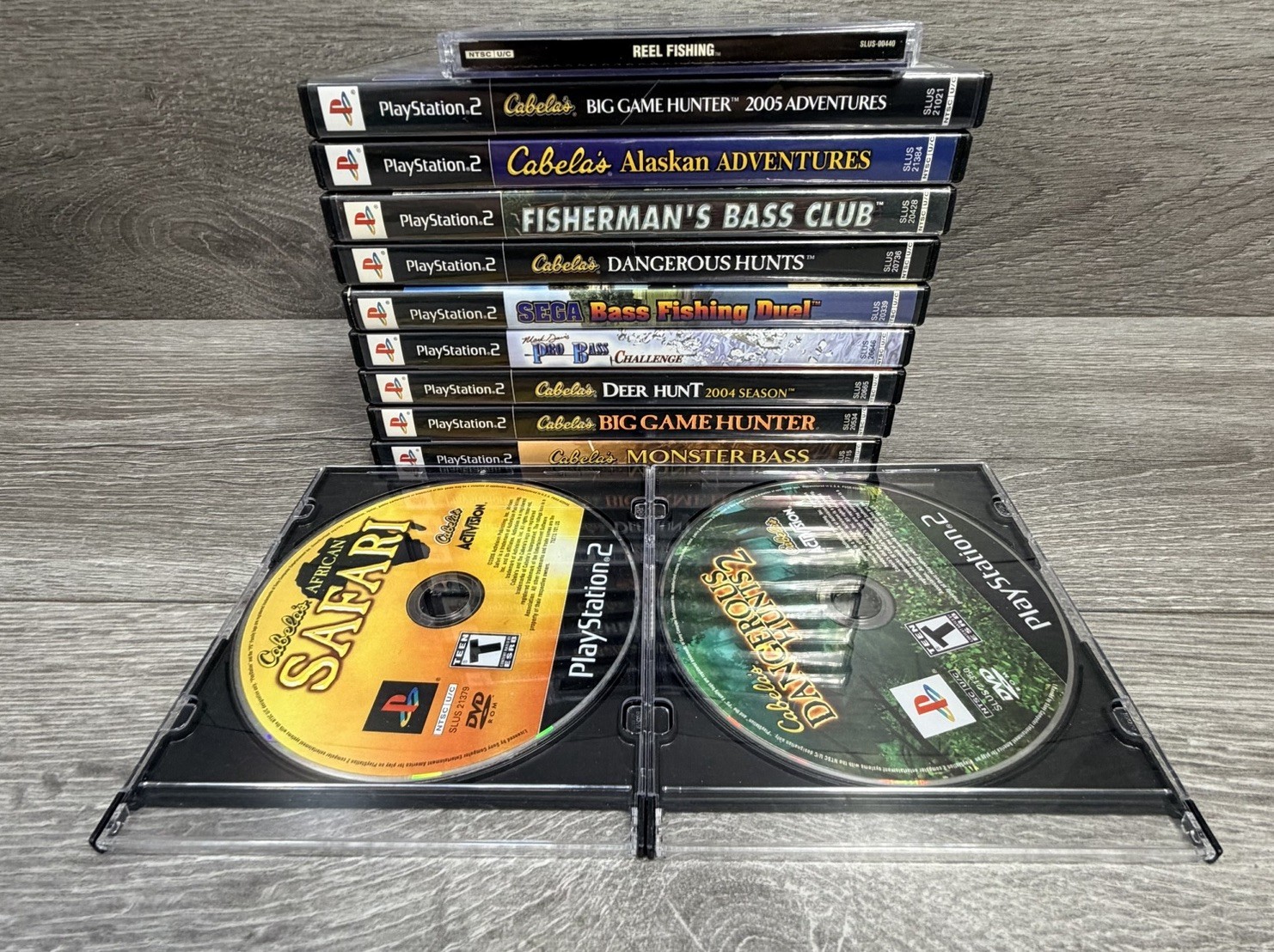 NICE! HUNTING & FISHING Bundle Lot Sony PlayStation 2 PS2 Slim Console Cabela’s