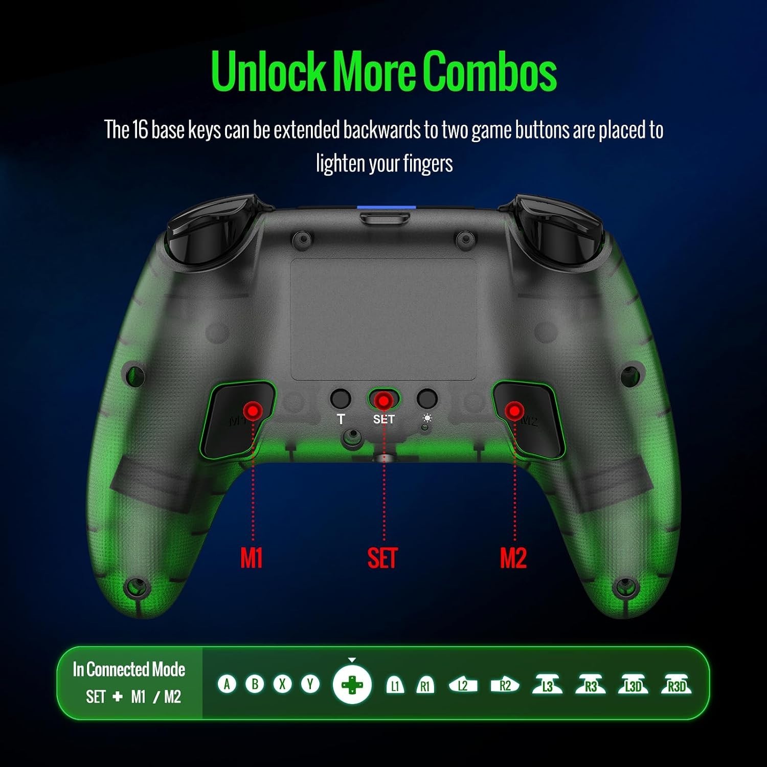 Dual Vibration Wireless Controller, Black/Clear