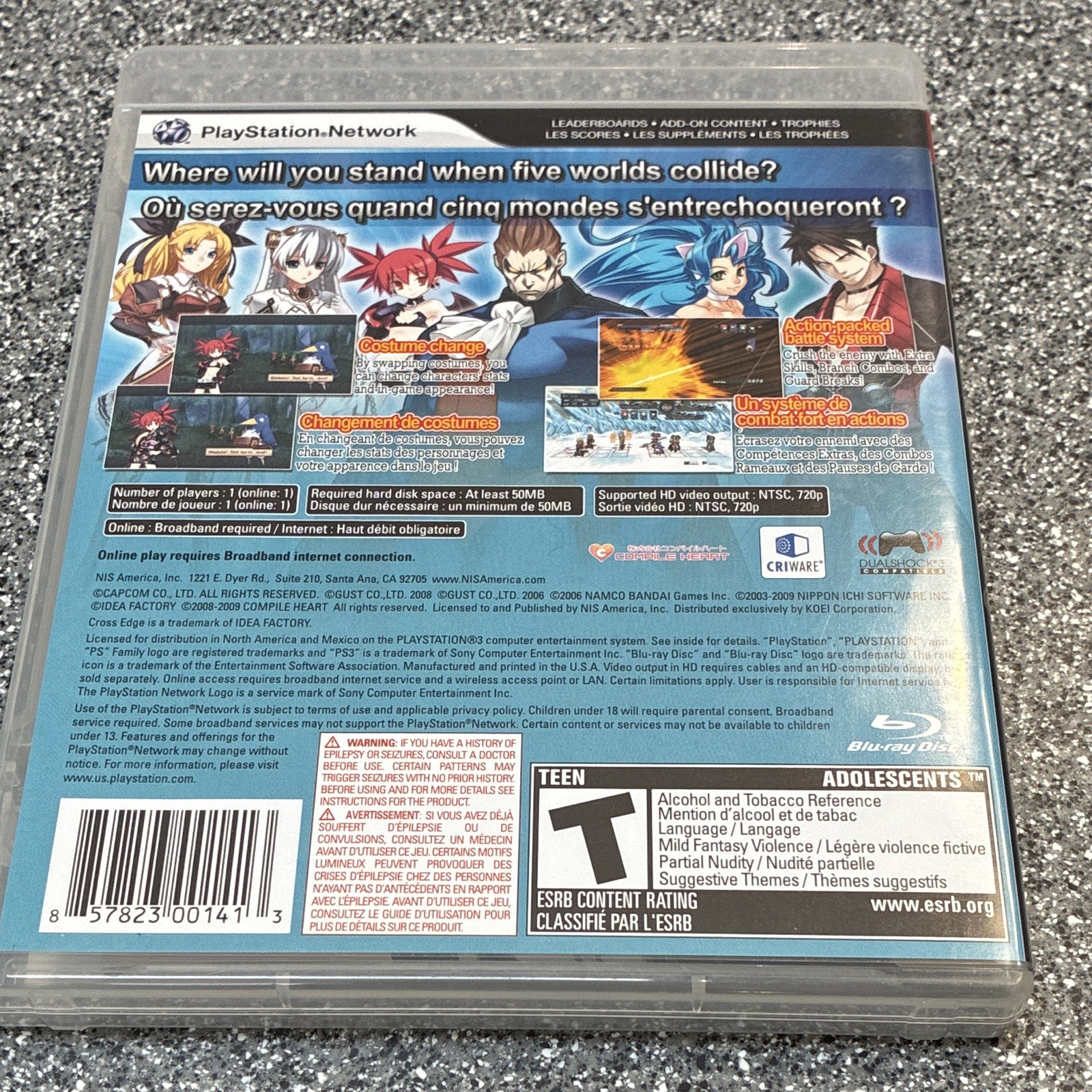 NIS America Cross Edge Sony PS3 NTSC-U/C T Teen Role Playing Manual Included