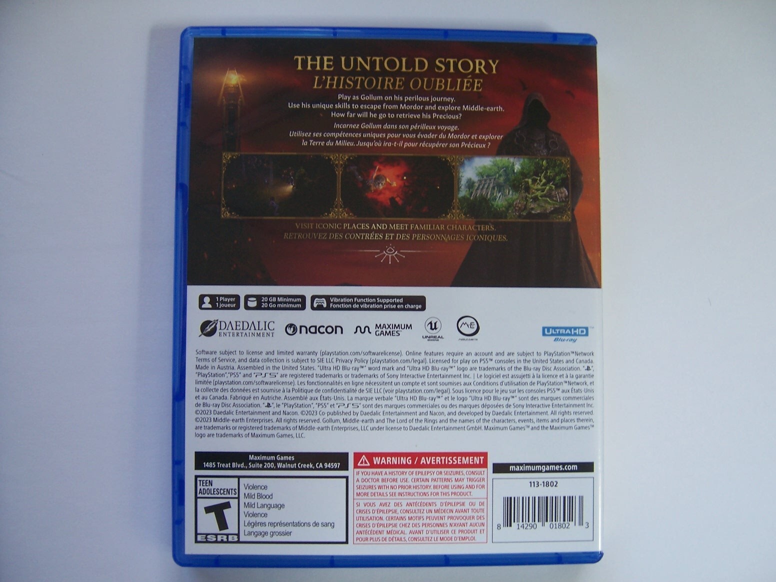 Replacement Box Case ONLY – LORD OF THE RINGS GOLLUM PlayStation 5 PS5 AUTHENTIC